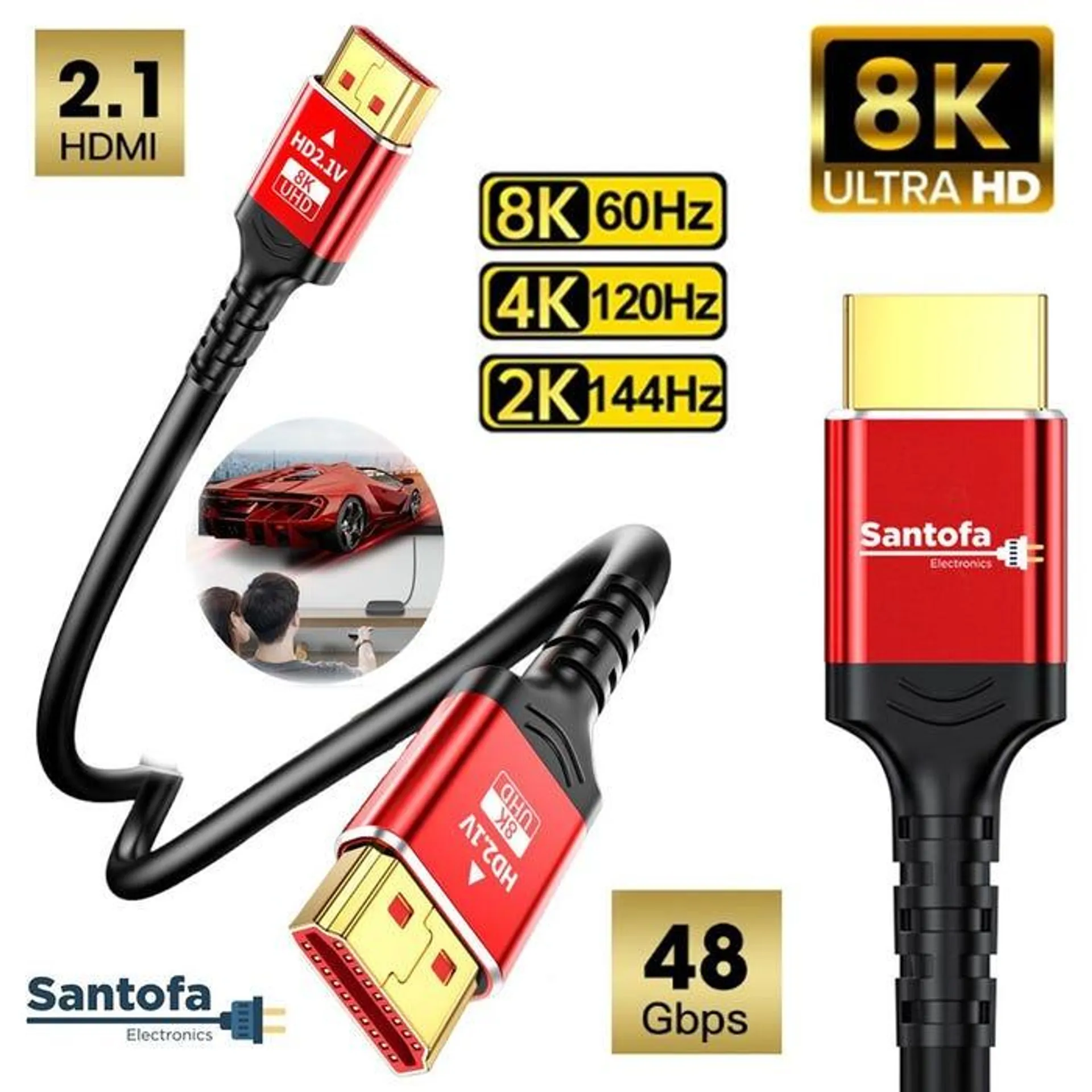 Cable HDMI 2.1V Santofa 8K 3D 3M S1311 Negro