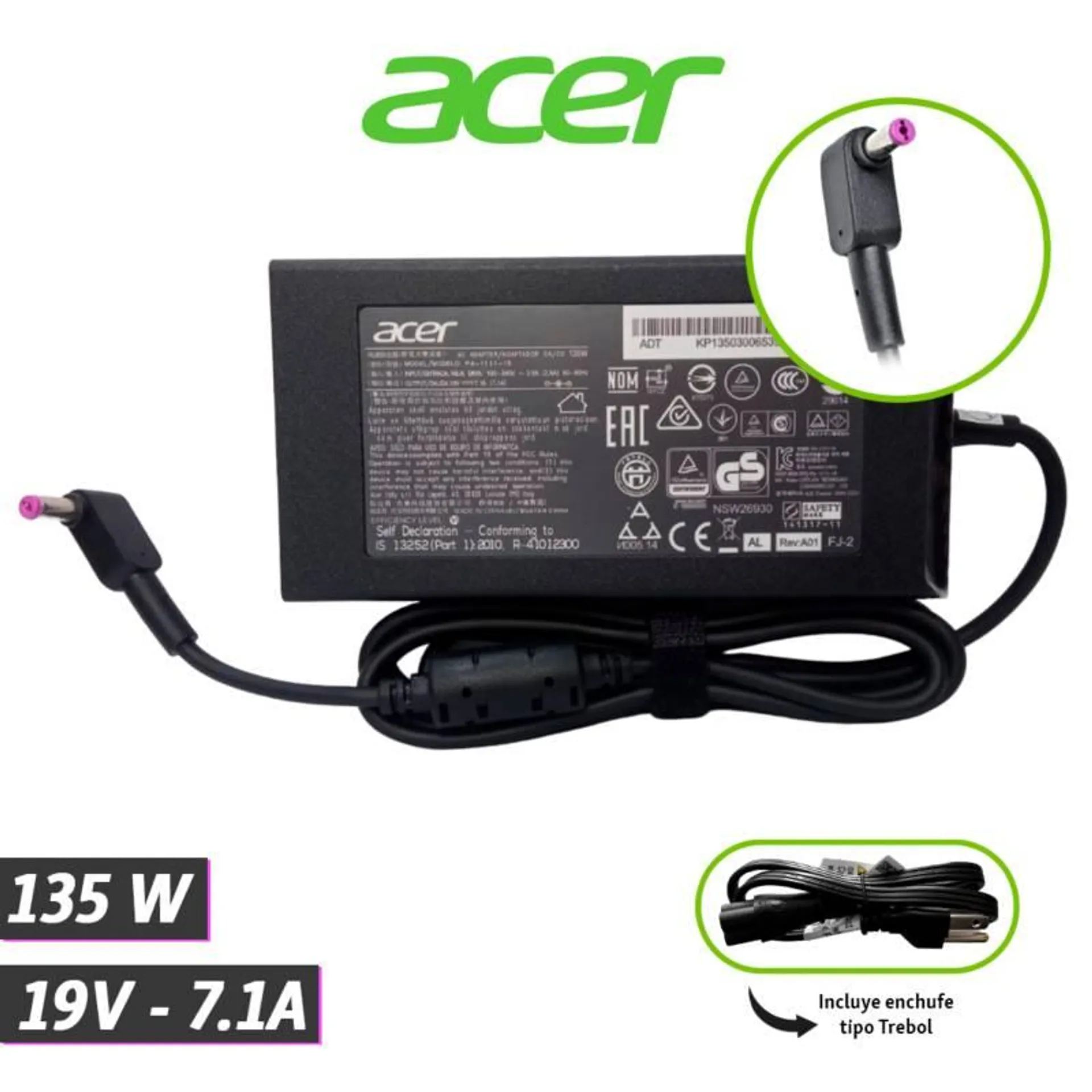 Cargador Acer Nitro 5 - 7.1a 135w Pa-1131- 16 Gamer