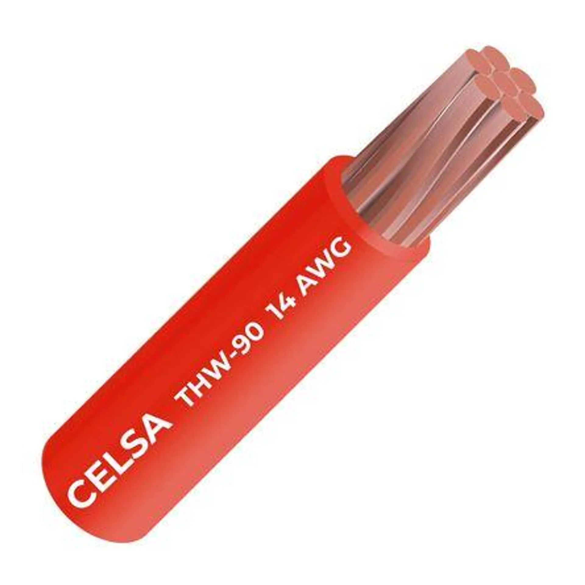 Cable THW-90 450/750 V 14 AWG Celsa Rojo 100m