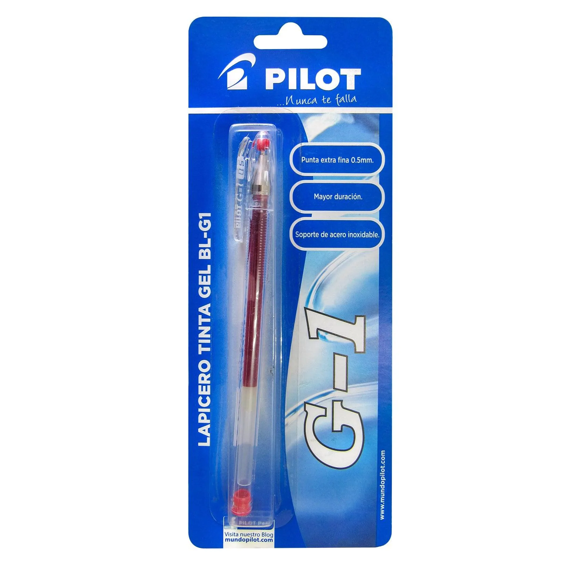 Bolígrafo Pilot Tinta Gel G1 Punta Extra Fina 0.5 mm Blister Color Rojo