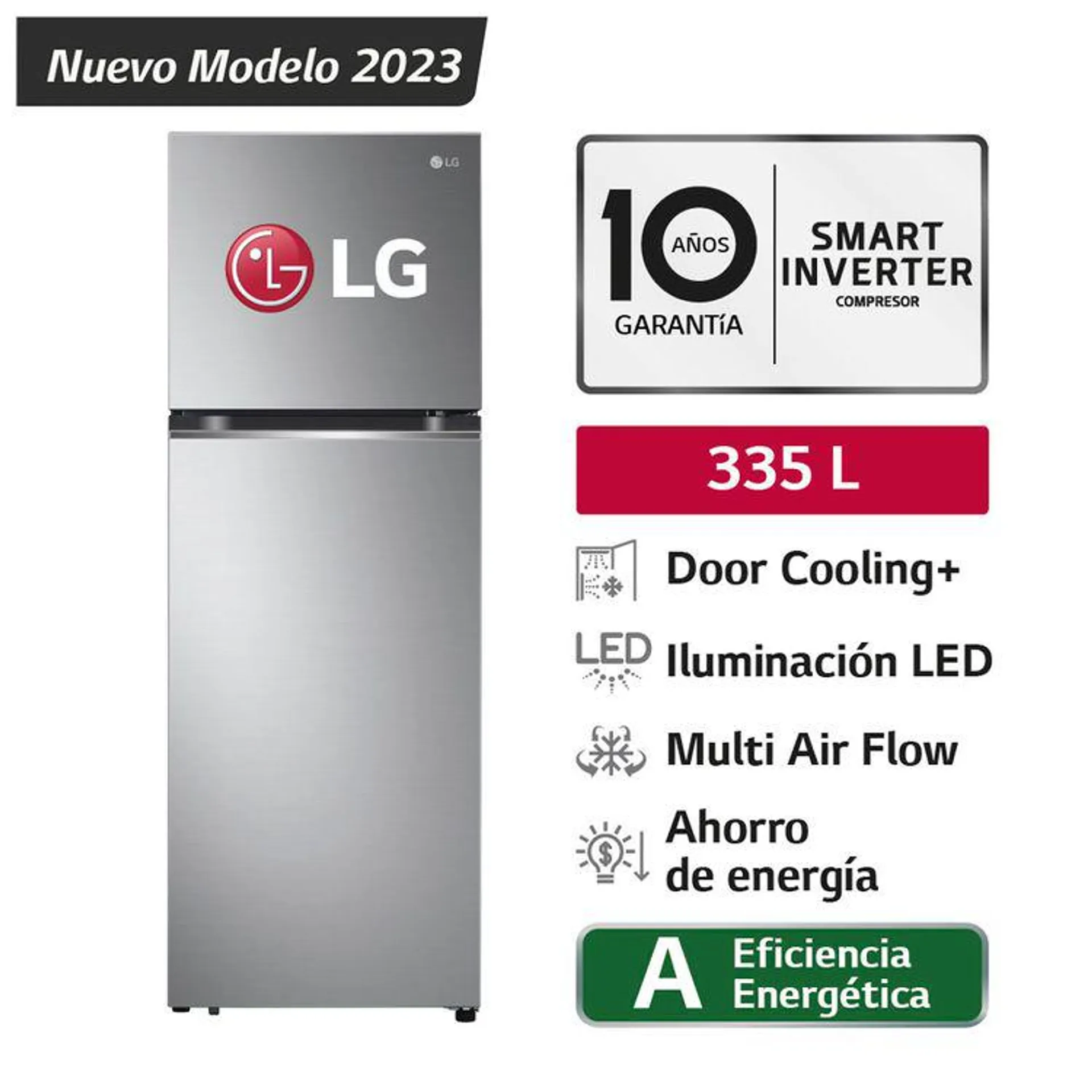 Refrigeradora Top Freezer LG GT33BPP 335L Door Cooling Plateada