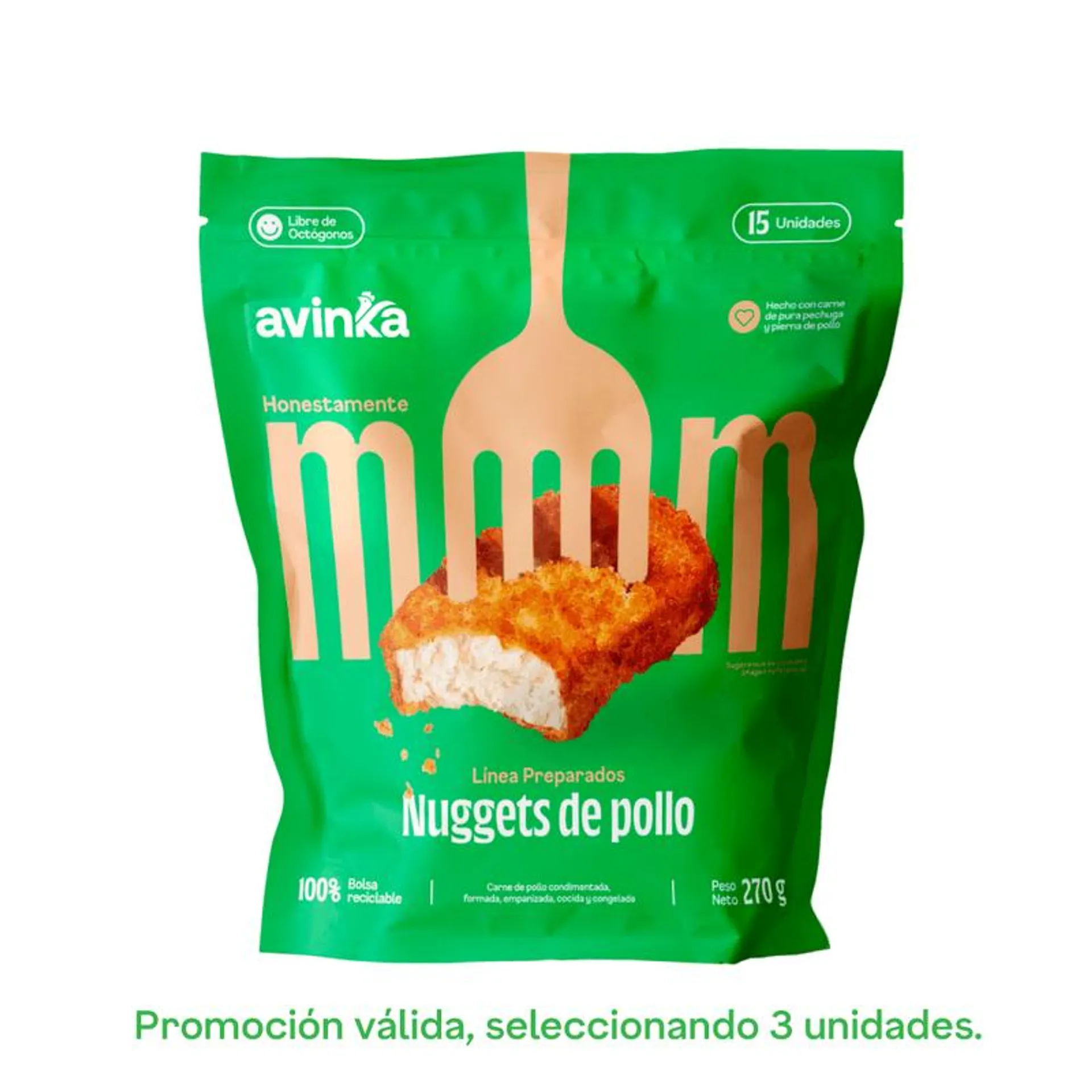 Nuggets de pollo x 15 unidades x 270 gr.