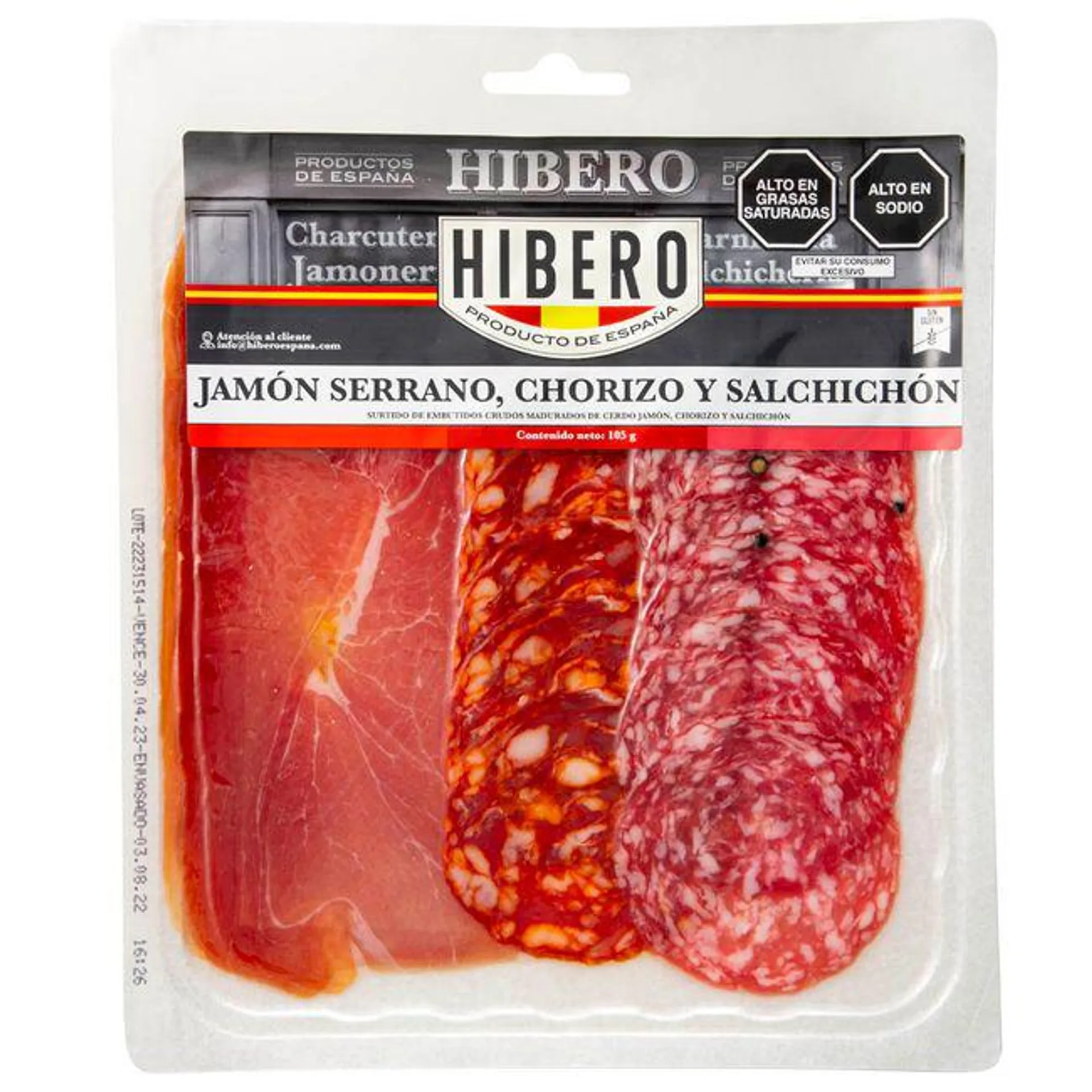 Tabla HIBERO Jamón Serrano + Chorizo + Salchichón Paquete 105g