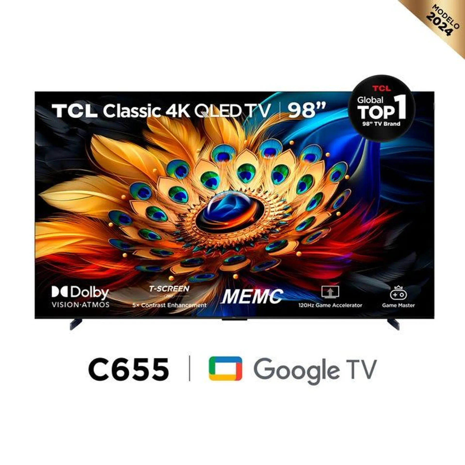 TV TCL 98" Premium QLED 4K Ultra HD Google TV Smart TV 98C655