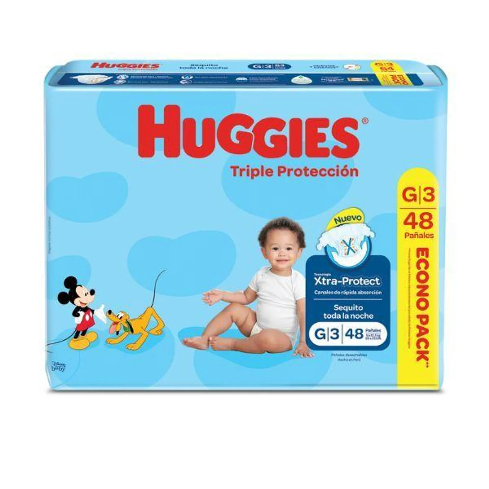 Pañal Huggies Triple Protección Talla G - Bolsa 48 UN