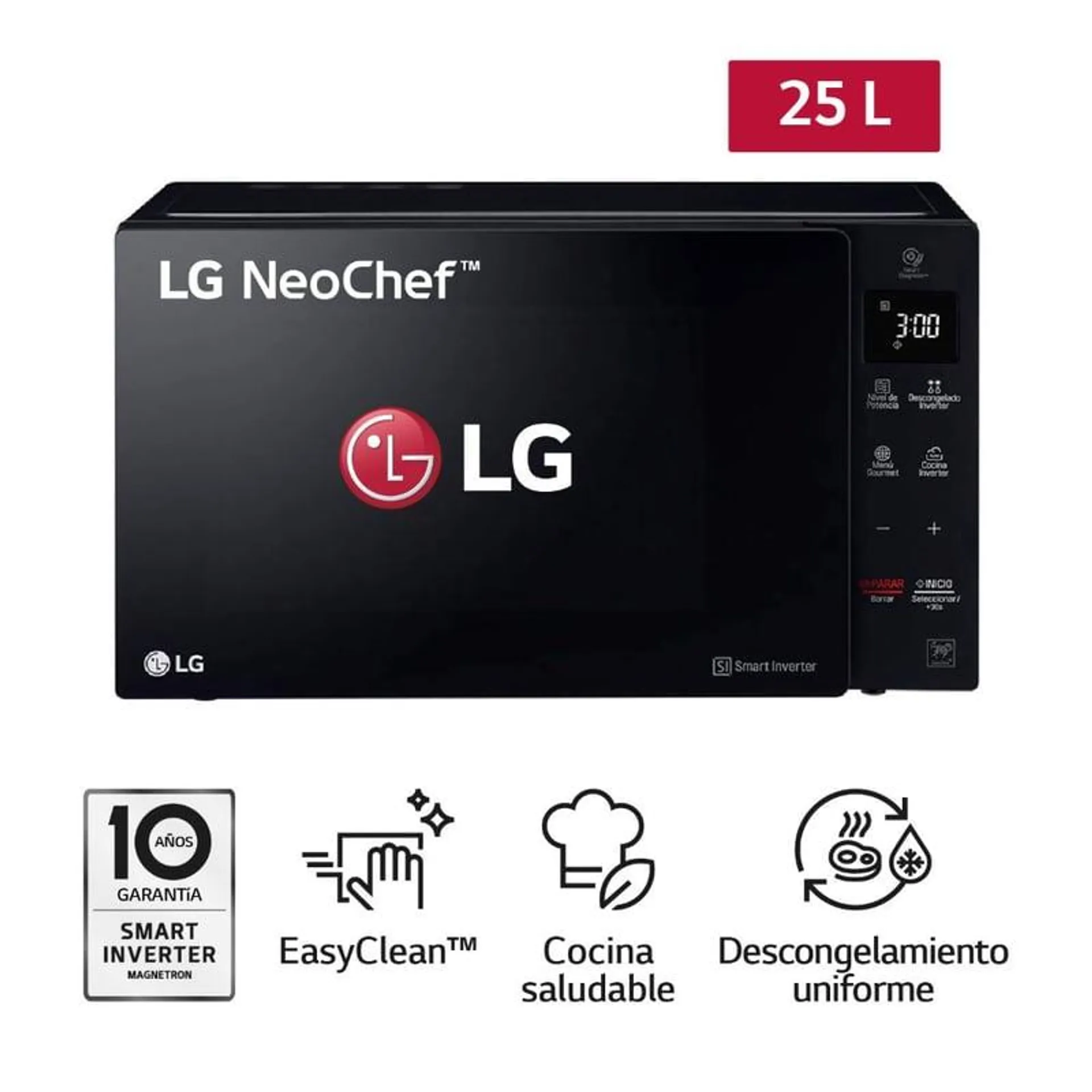 Horno Microondas MS2536GIS 25L con EasyClean LG