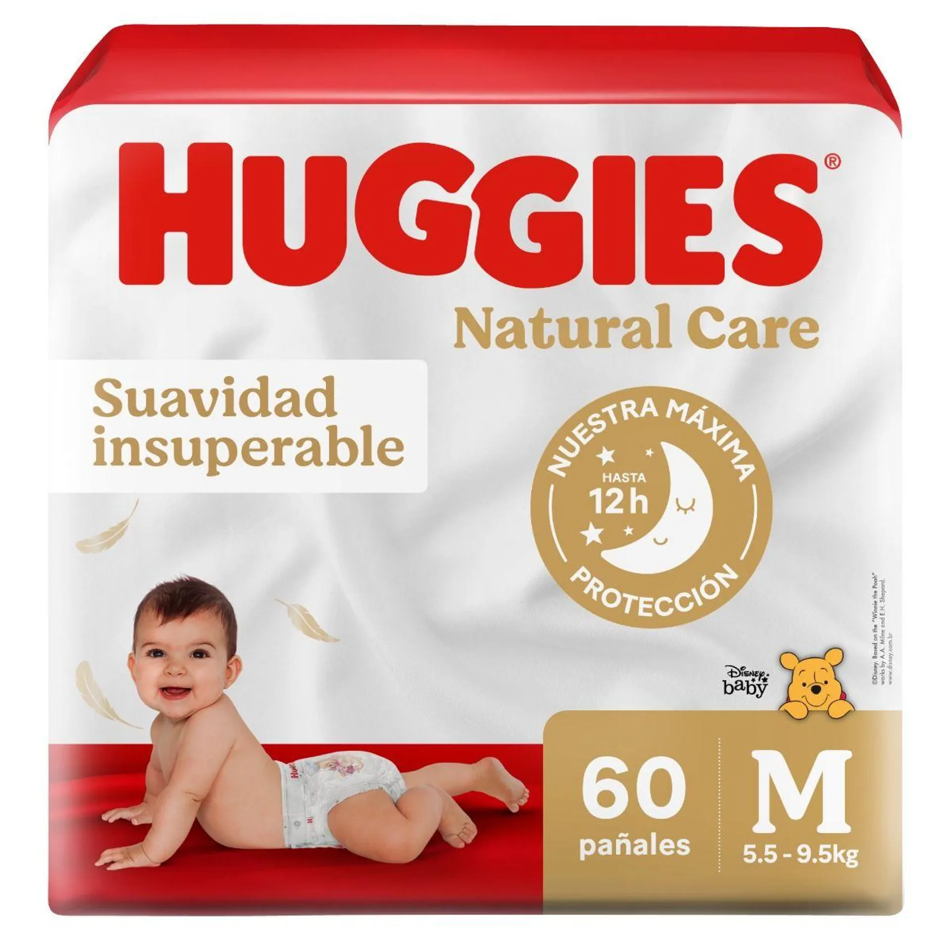 Pañales Huggies Natural Care Talla M - Bolsa 60 UN