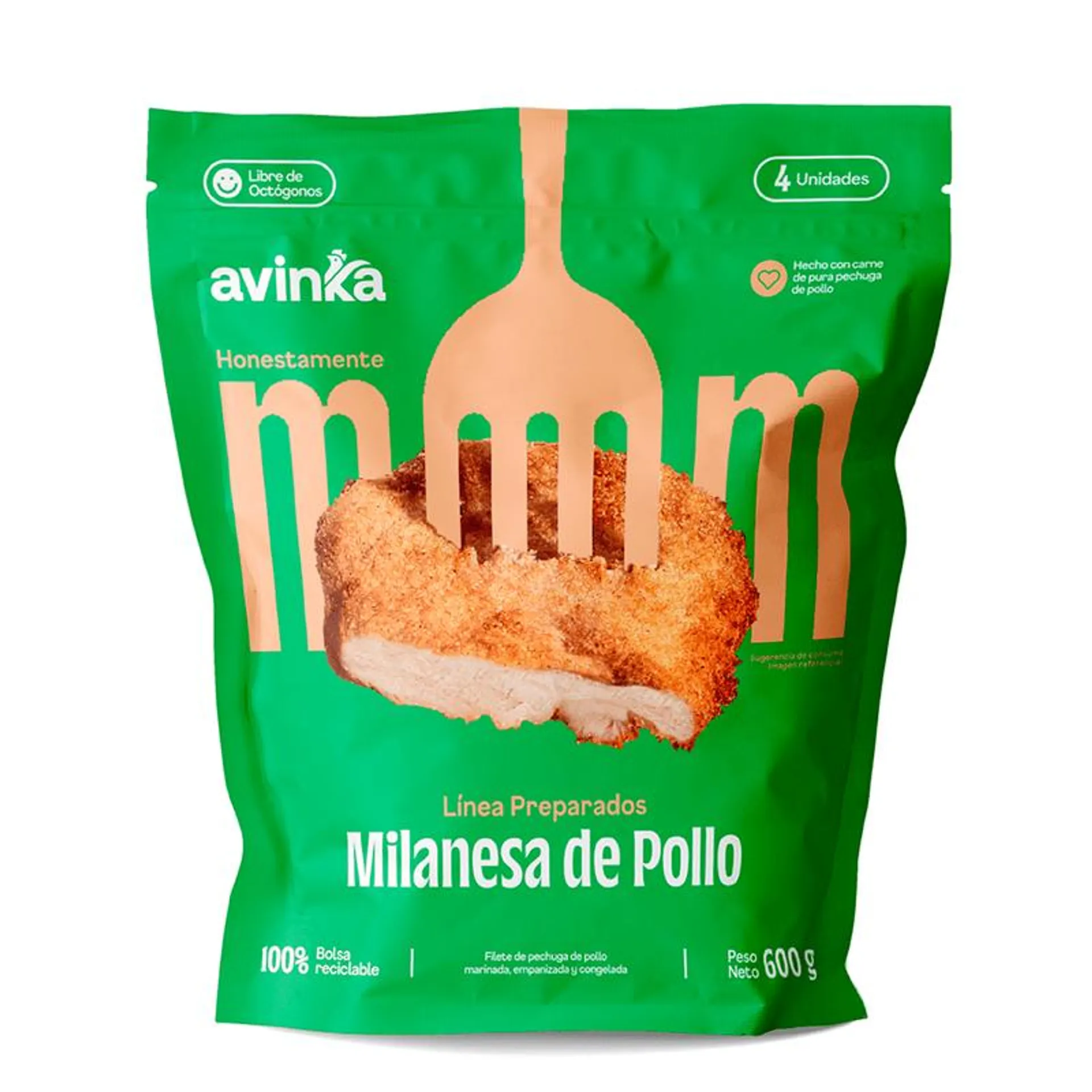 Milanesa de pollo x 4 unidades x 600 gr.