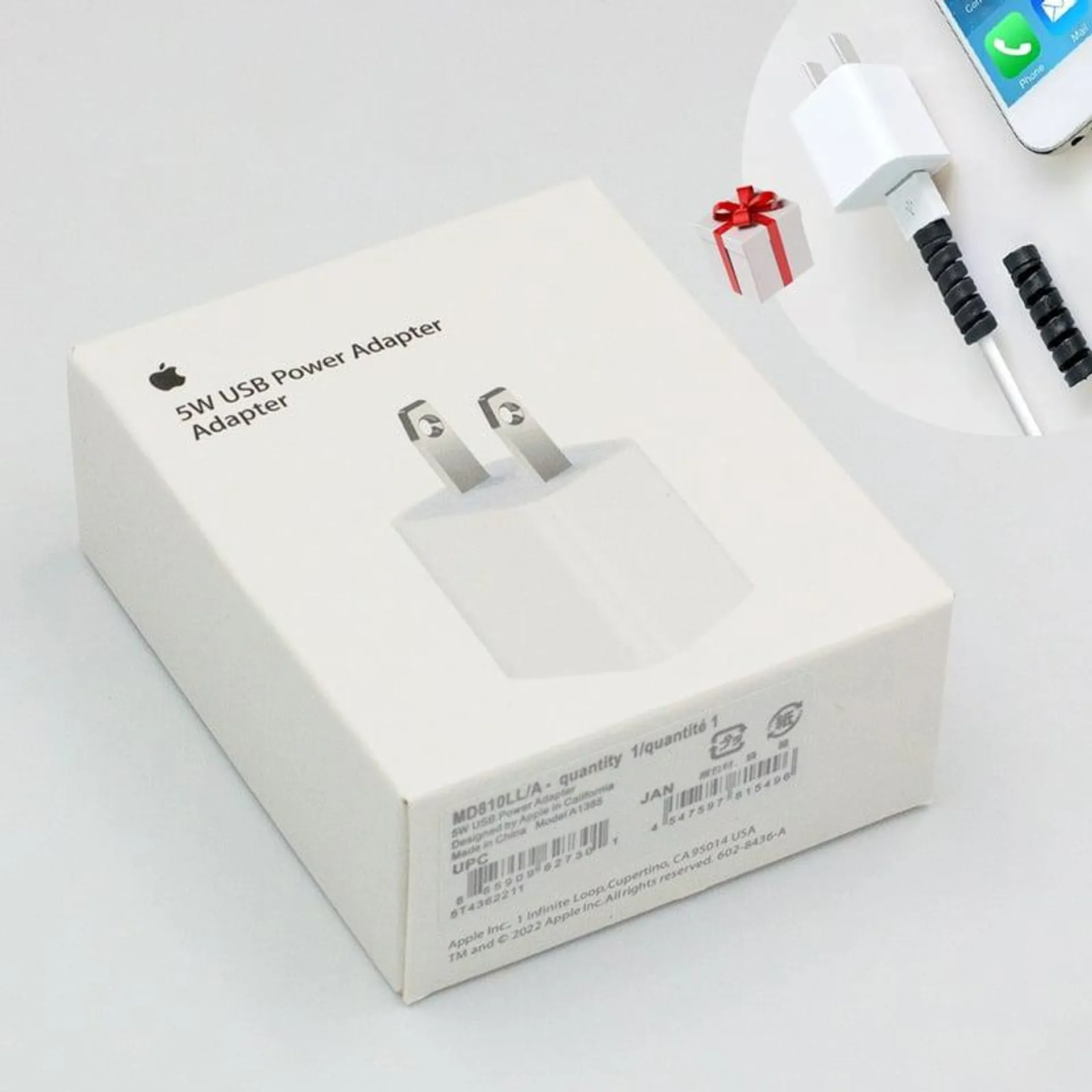 Cargador USB 5W Original Apple + Regalo Protectores de Cables