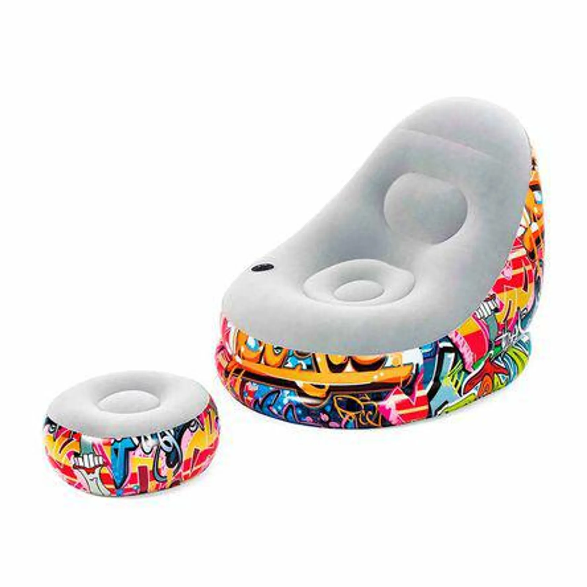 Sillón inflable con Ottoman Grafiti 121cm