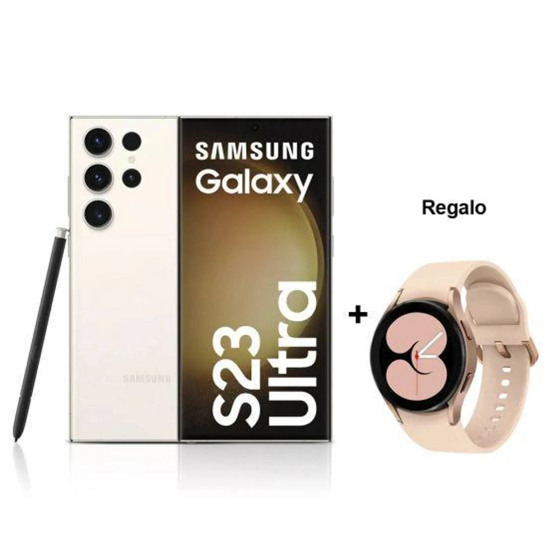 Celular Libre Samsung Galaxy S23 Ultra 6.8" 512GB 12GB RAM Cream + Reloj Samsung Galaxy Watch4 Bluetooth (40mm) Rosa