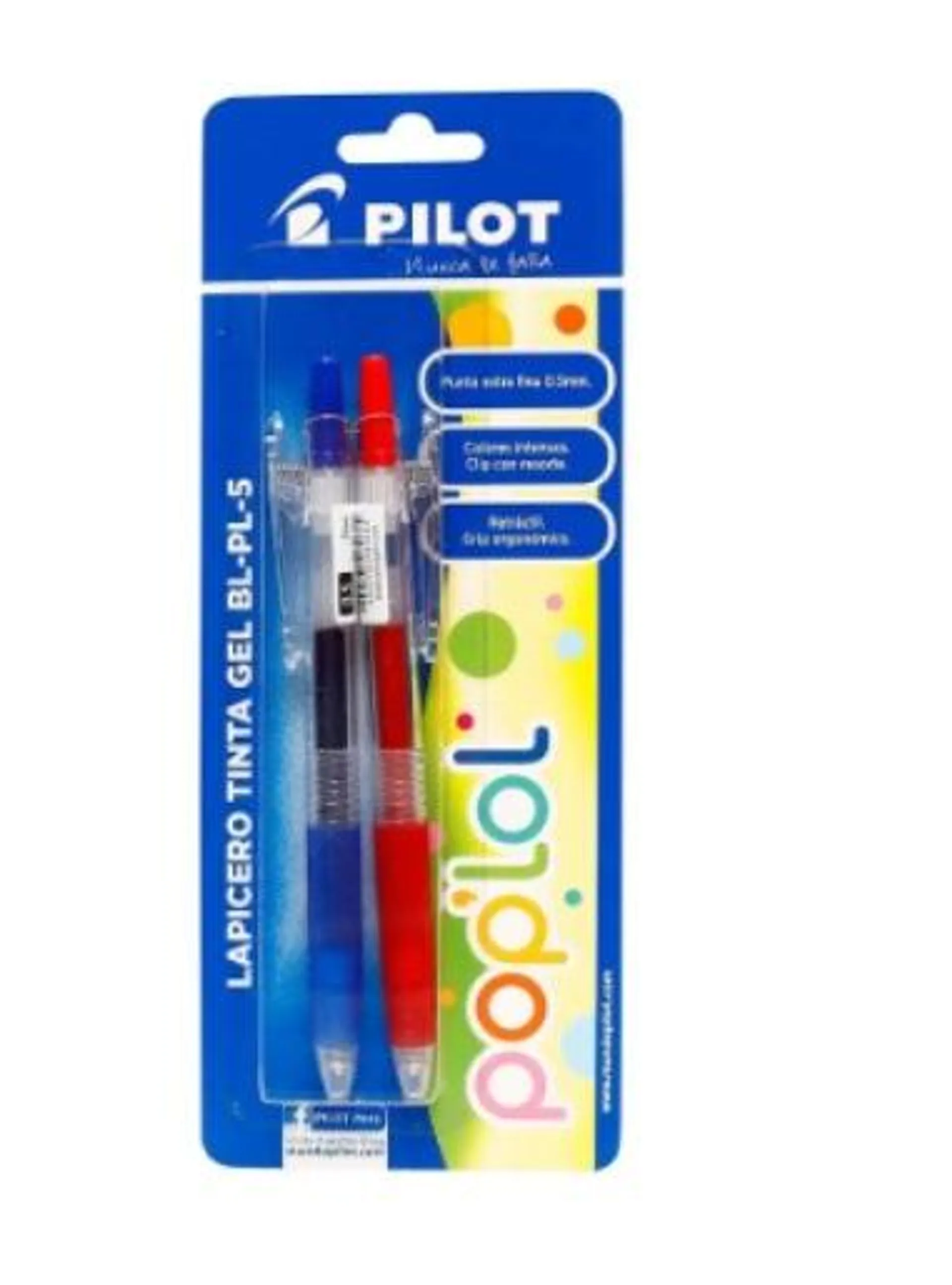 Bolígrafo Pilot Pop Lol BL-PL-5 Set Tinta Gel x2 Blister (Rojo,Azul)