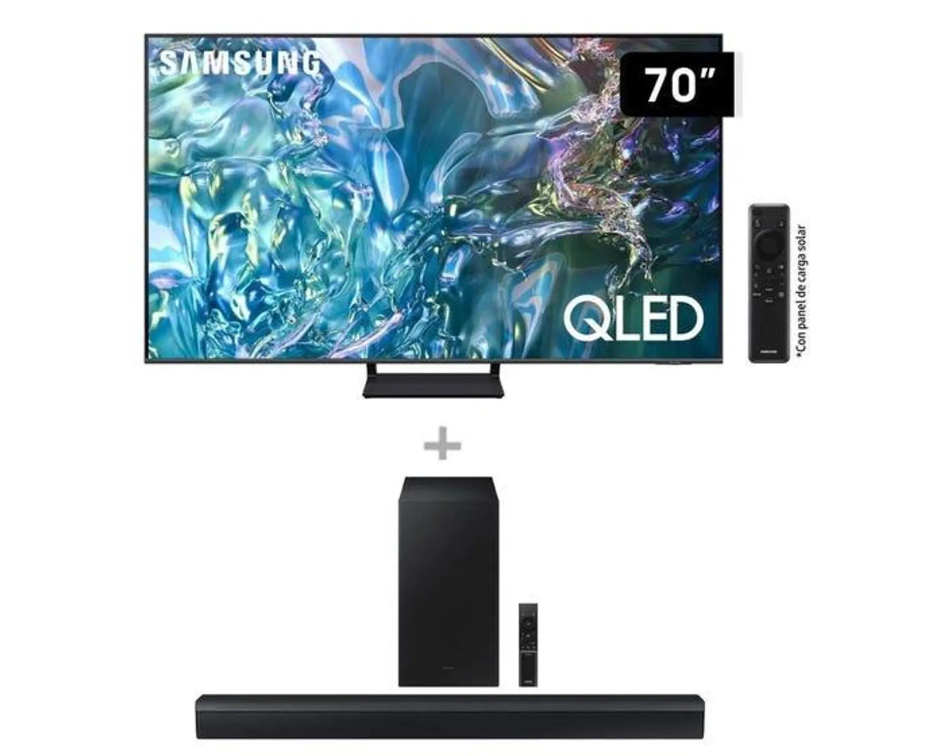 Televisor Samsung Smart TV 70" 4K QLED QN70Q65DAGXPE + Soundbar Samsung Bluetooth 2.1 CH HW-C450/PE