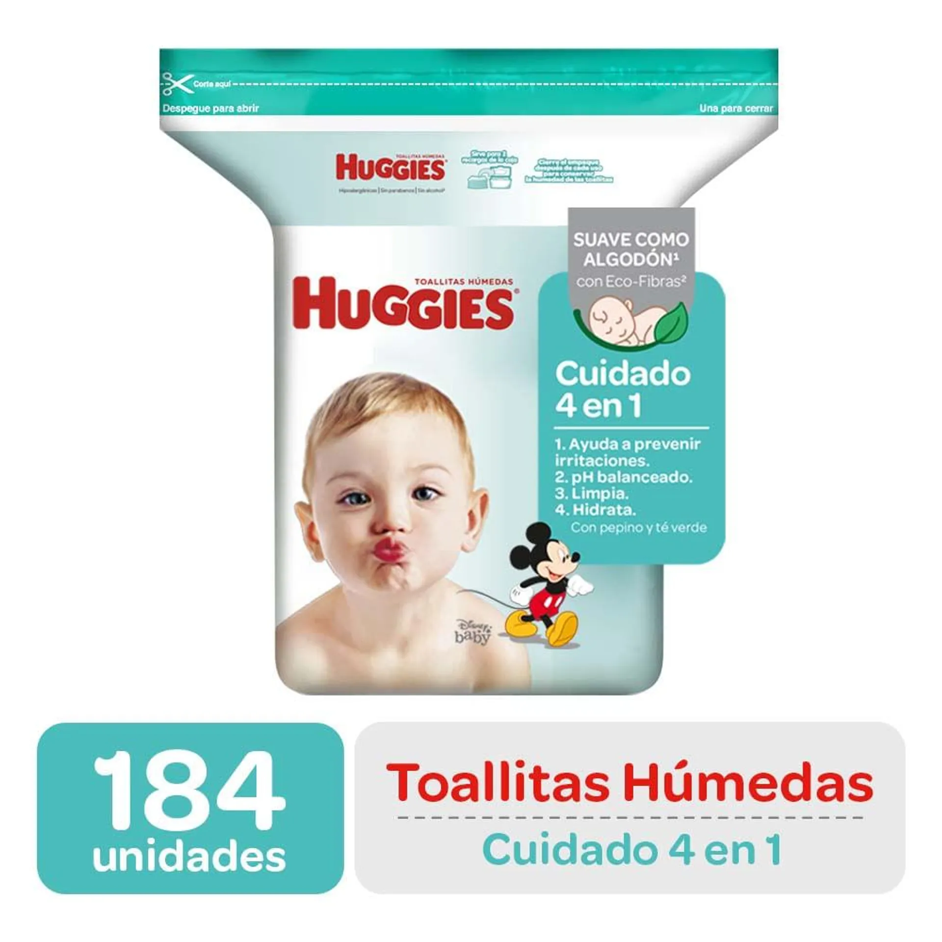 Toallitas Húmedas para Bebé HUGGIES One & Done Paquete 184un