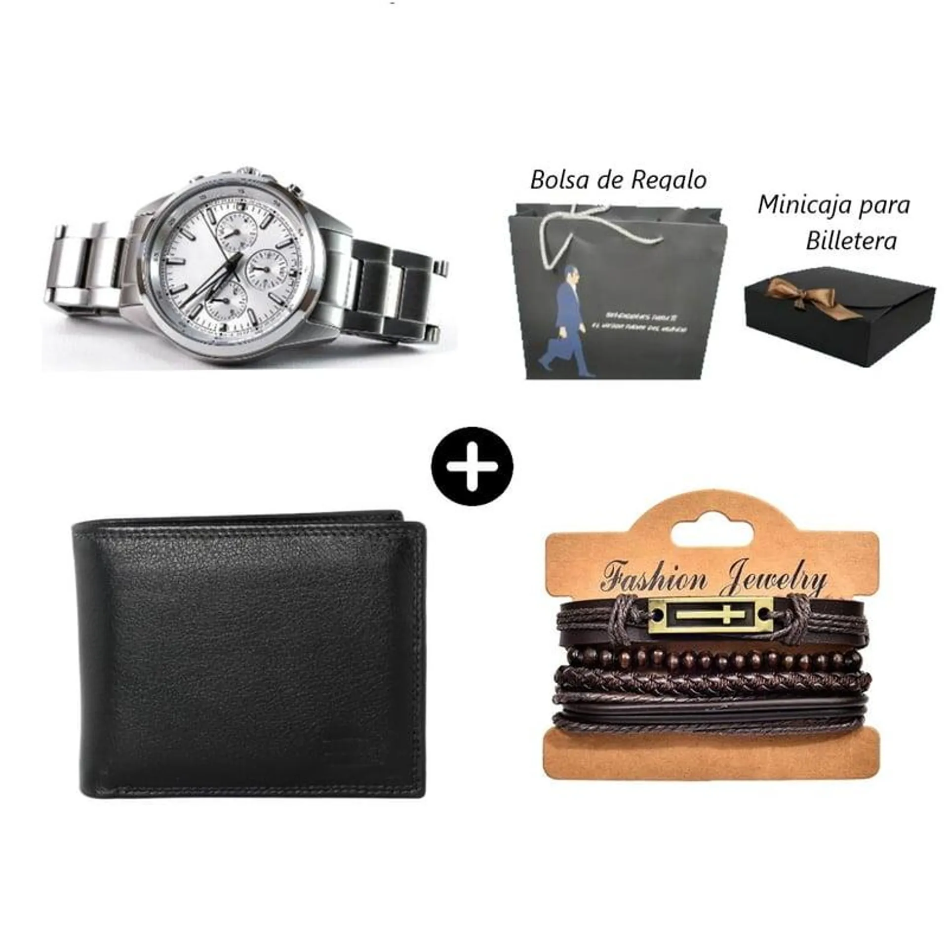 Pack Regalo Hombre Reloj + Billetera + Pulseras