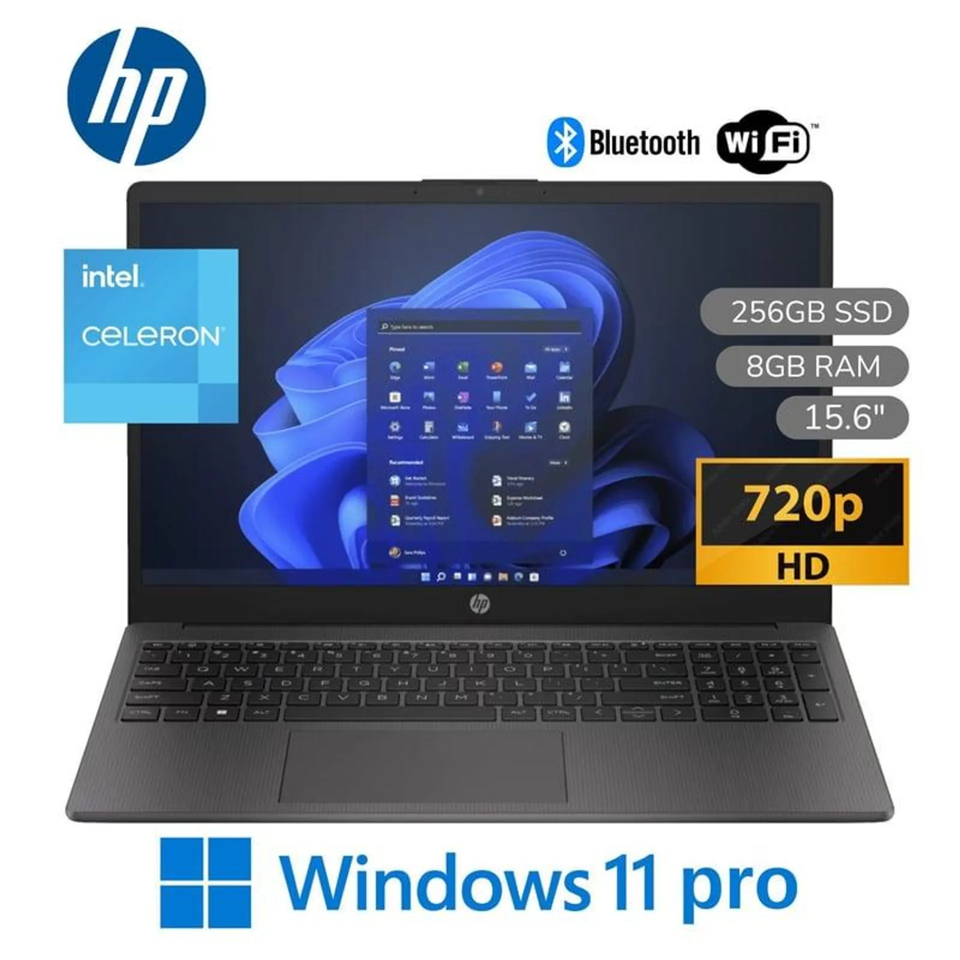 Laptop HP 250 G9 Intel Celeron N4500 8GB RAM 256GB SSD 15.6" HD Windows 11 - Gris