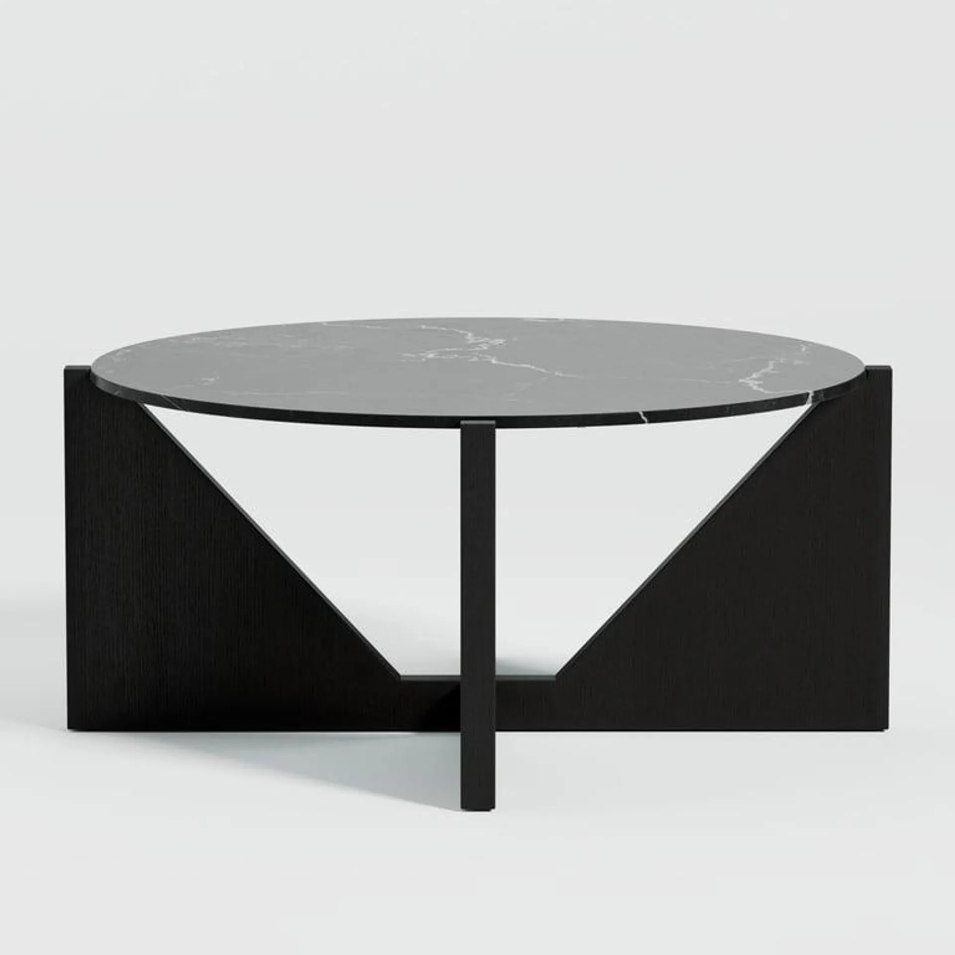 Mesa de Centro de Mármol Negro con Base de Madera Negra Miro