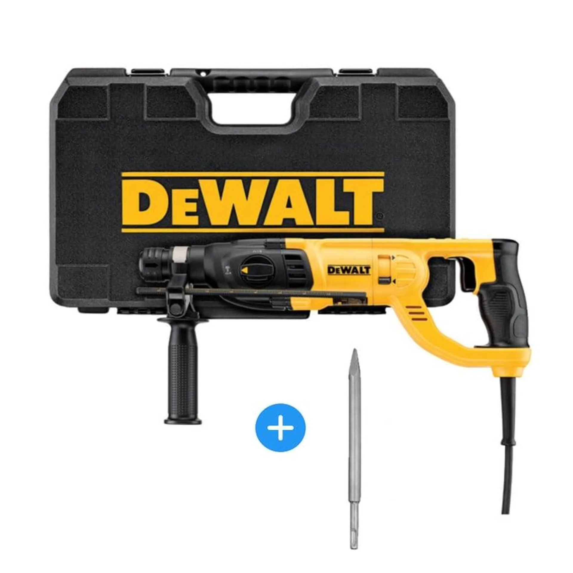 Rotomartillo Eléctrico SDS Plus 800W D25260K + Maletín Dewalt + Cincel