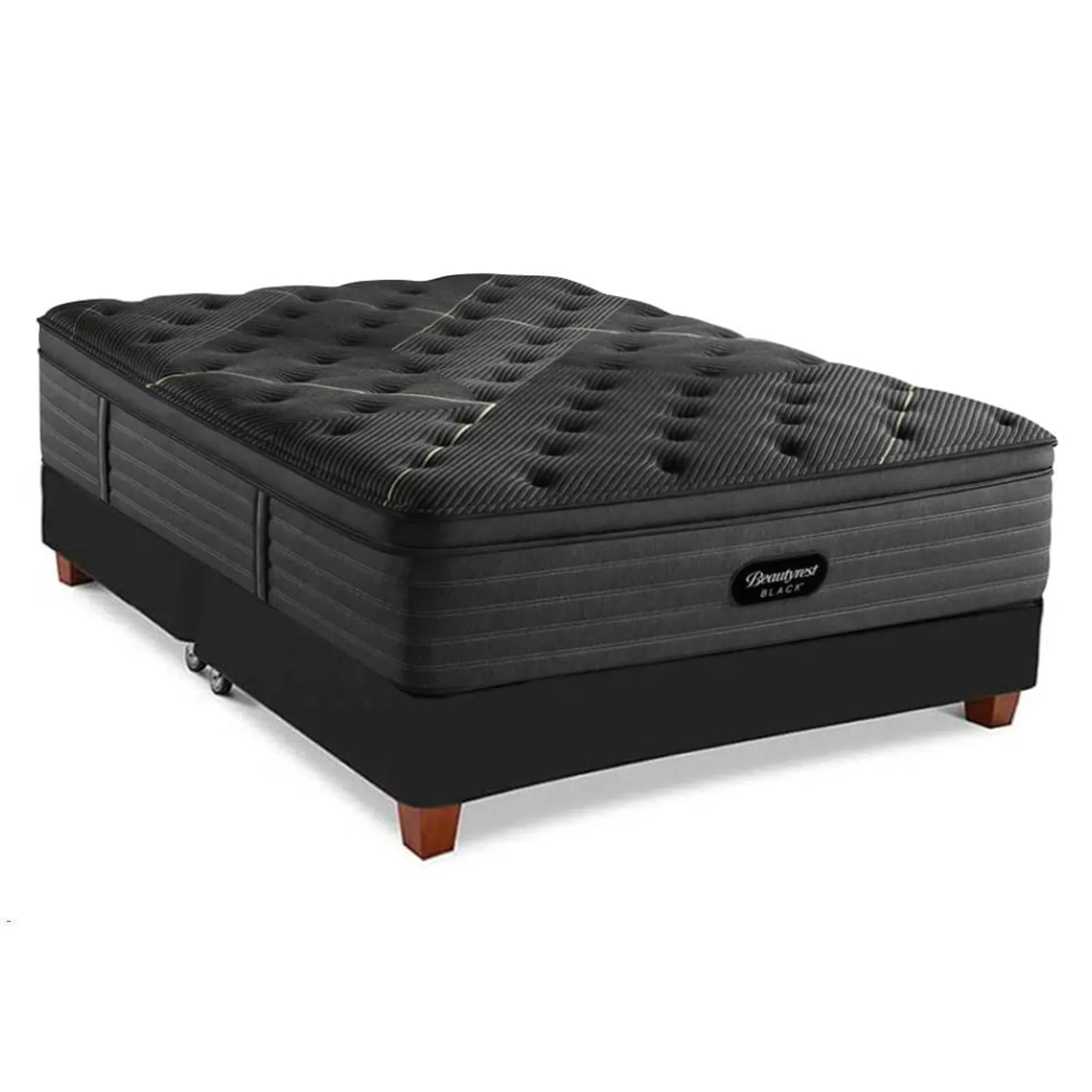 Cama Americana Black K-Class Luxury PT Queen Europeo + 2 Almohadas