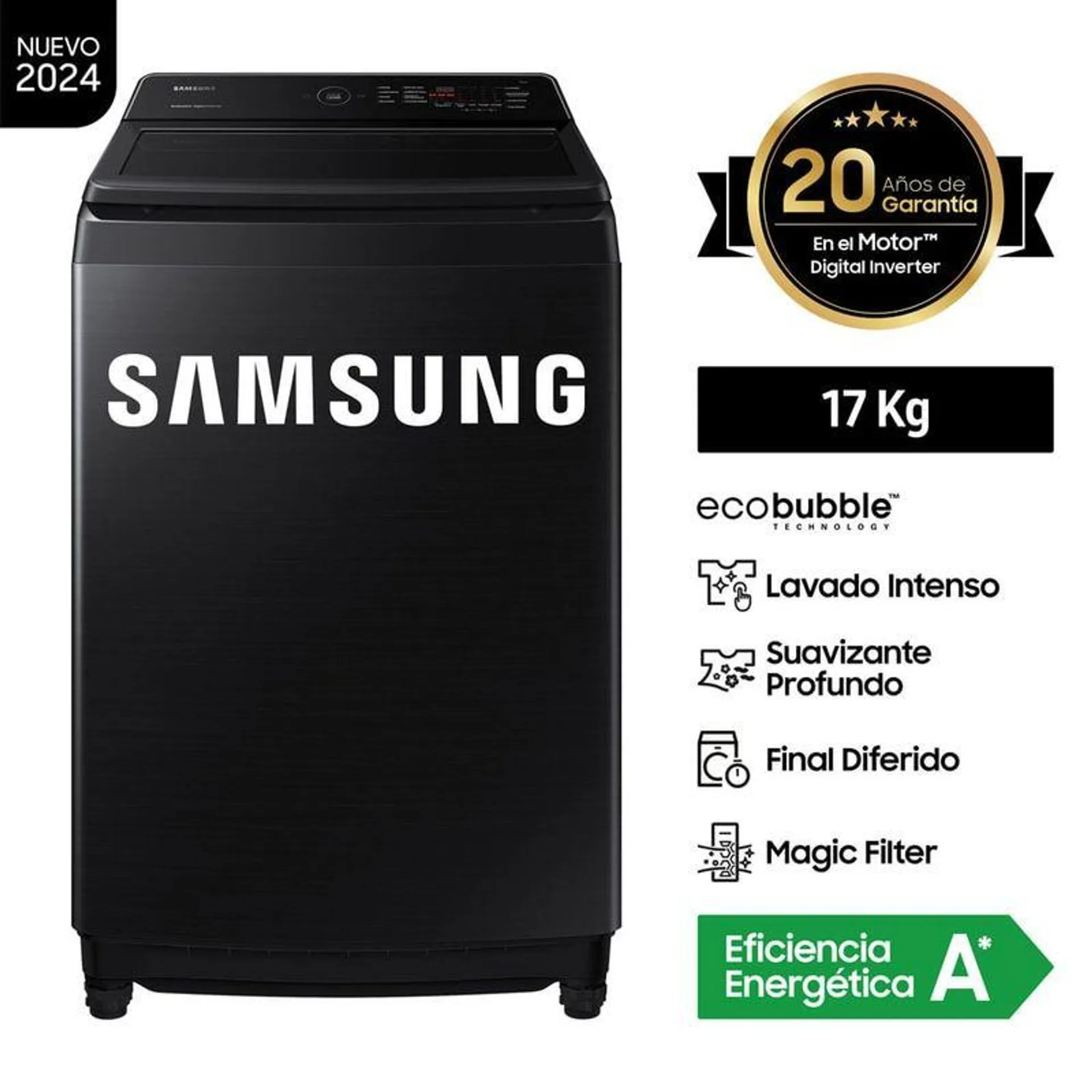 Lavadora Samsung Wa17Cg6441Bvpe 17Kg Negro