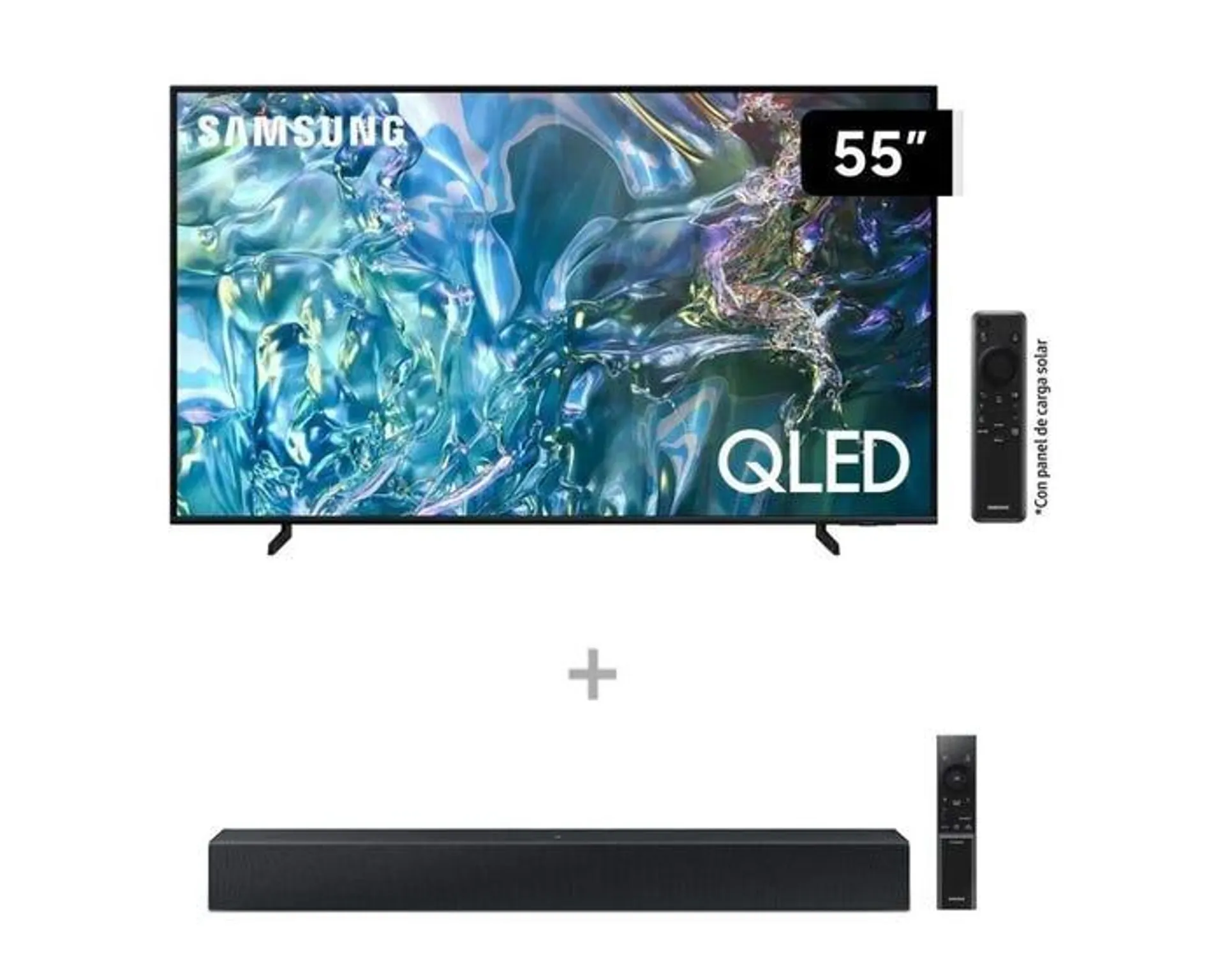 Televisor Samsung Smart TV 55" QLED 4K QN55Q60DAGXPE (Modelo 2024) + Soundbar Samsung Bluetooth 2.0Ch HW-C400/PE