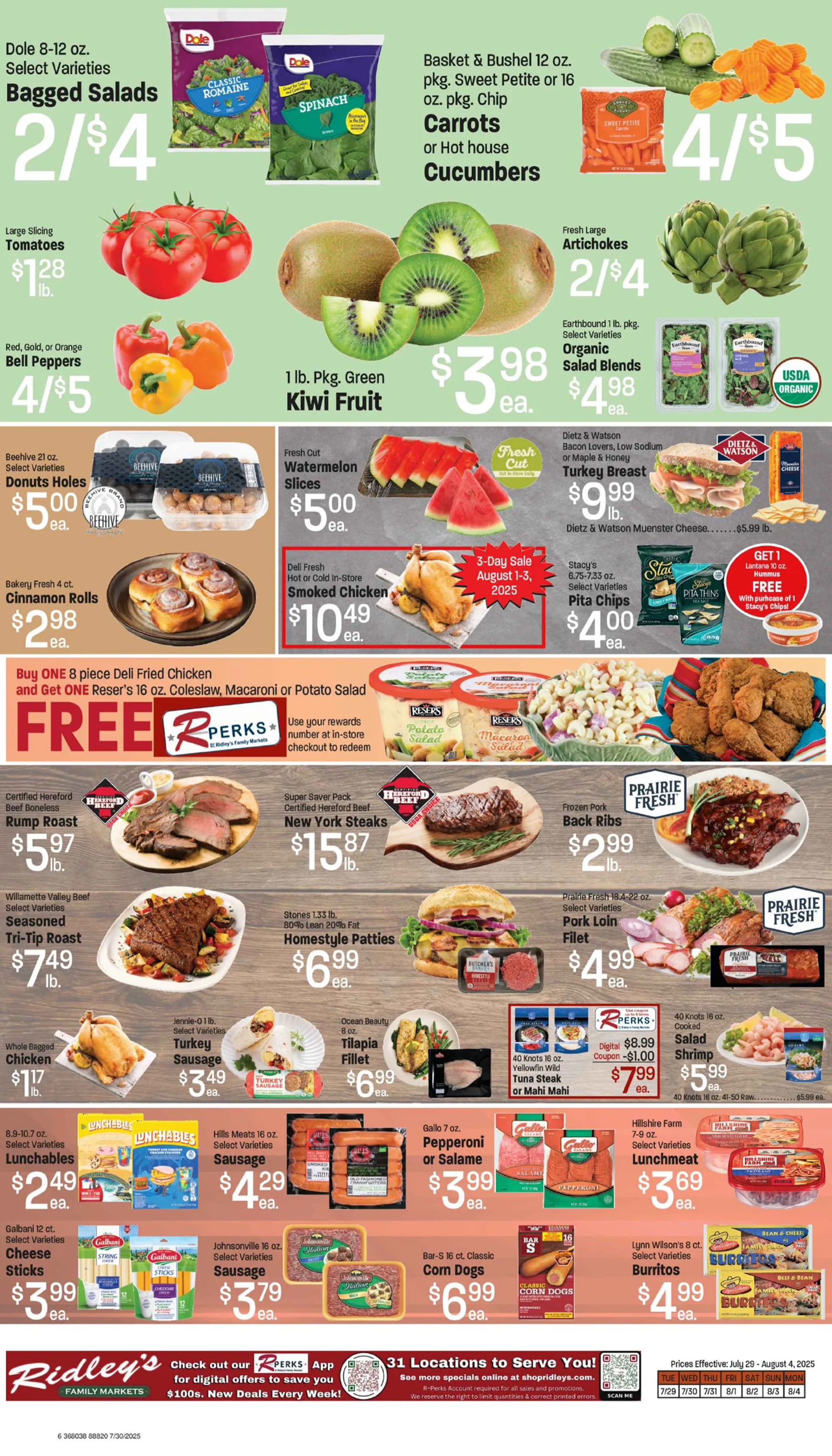 Weekly ad Ridley's Family Markets Sales from July 29 to August 4 2025 - Page 1