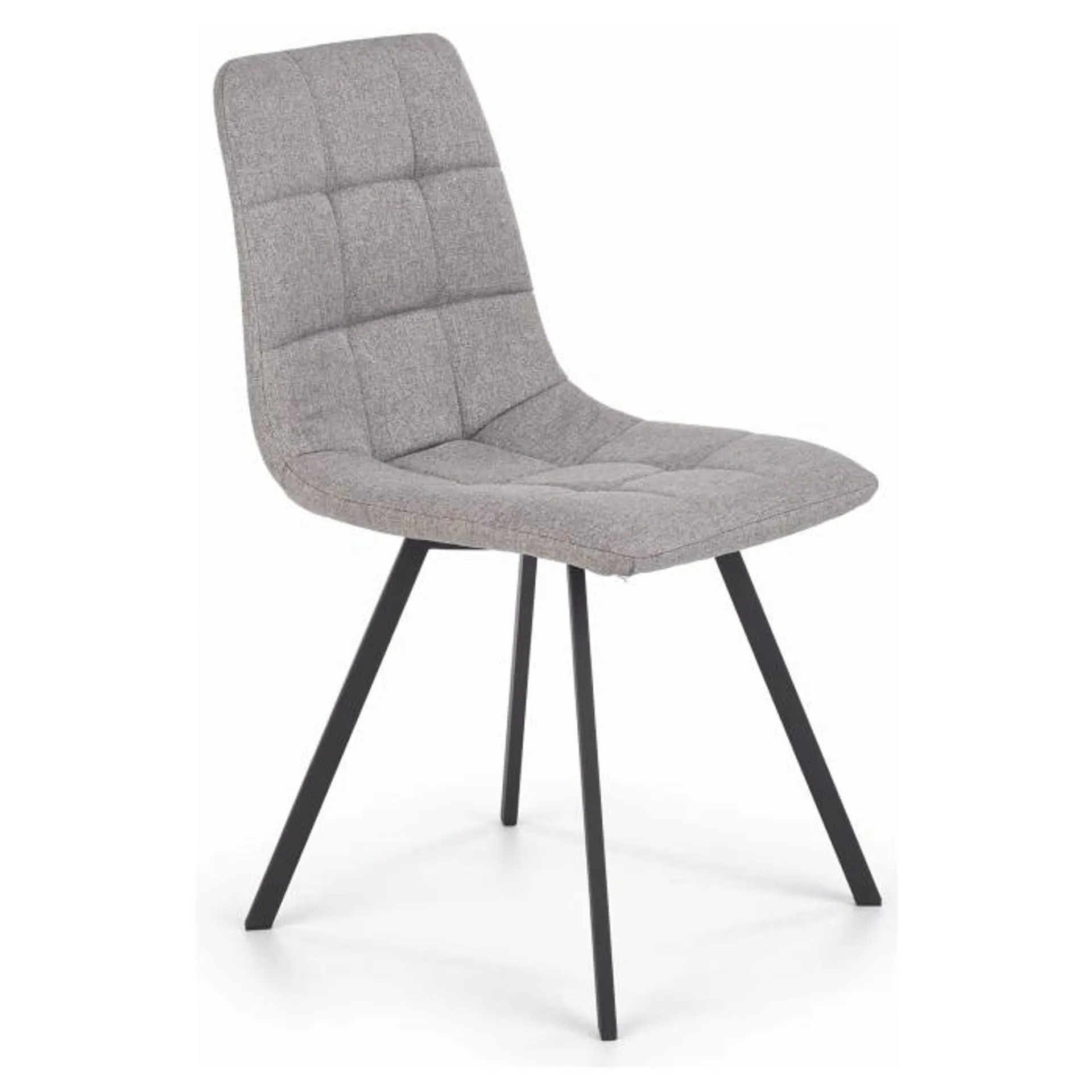 Krzesło tapicerowane pikowane szare nogi metalowe czarne K402