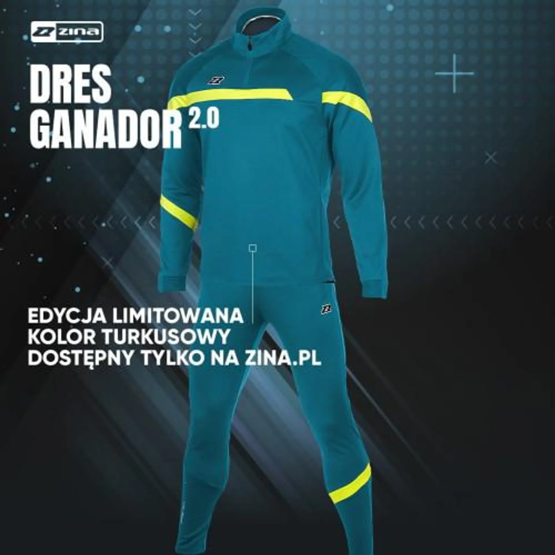 GANADOR 2.0 SENIOR MORSKI/LEMON - spodnie treningowe