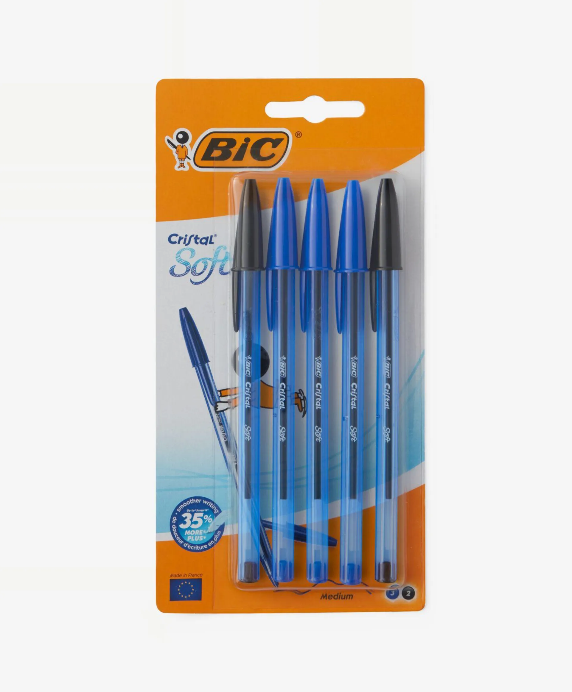 Długopisy BiC® Cristal 5szt z tuszem Easy Glide
