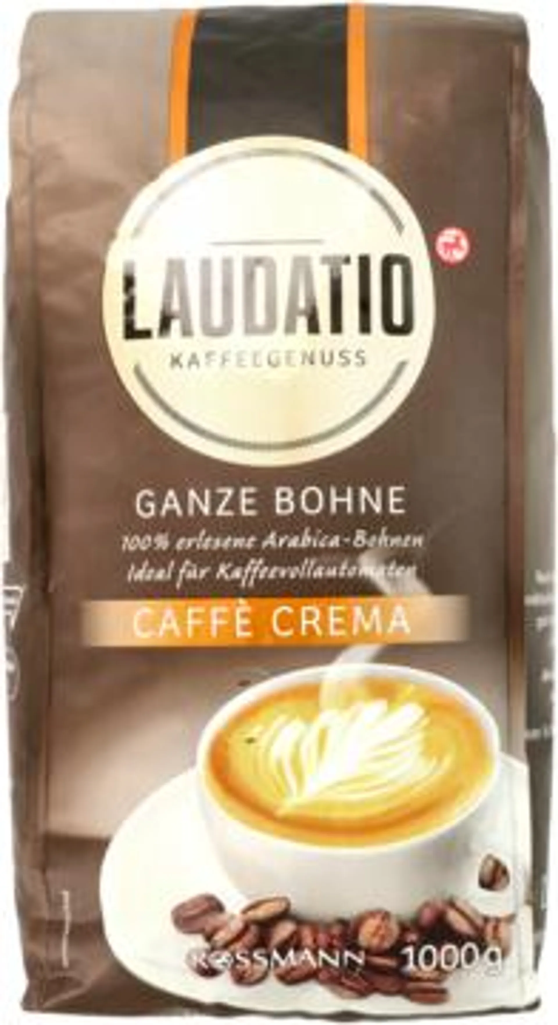 LAUDATIO Caffe Crema kawa ziarnista, palona, 100% Arabica 1000 g, nr kat. 178565