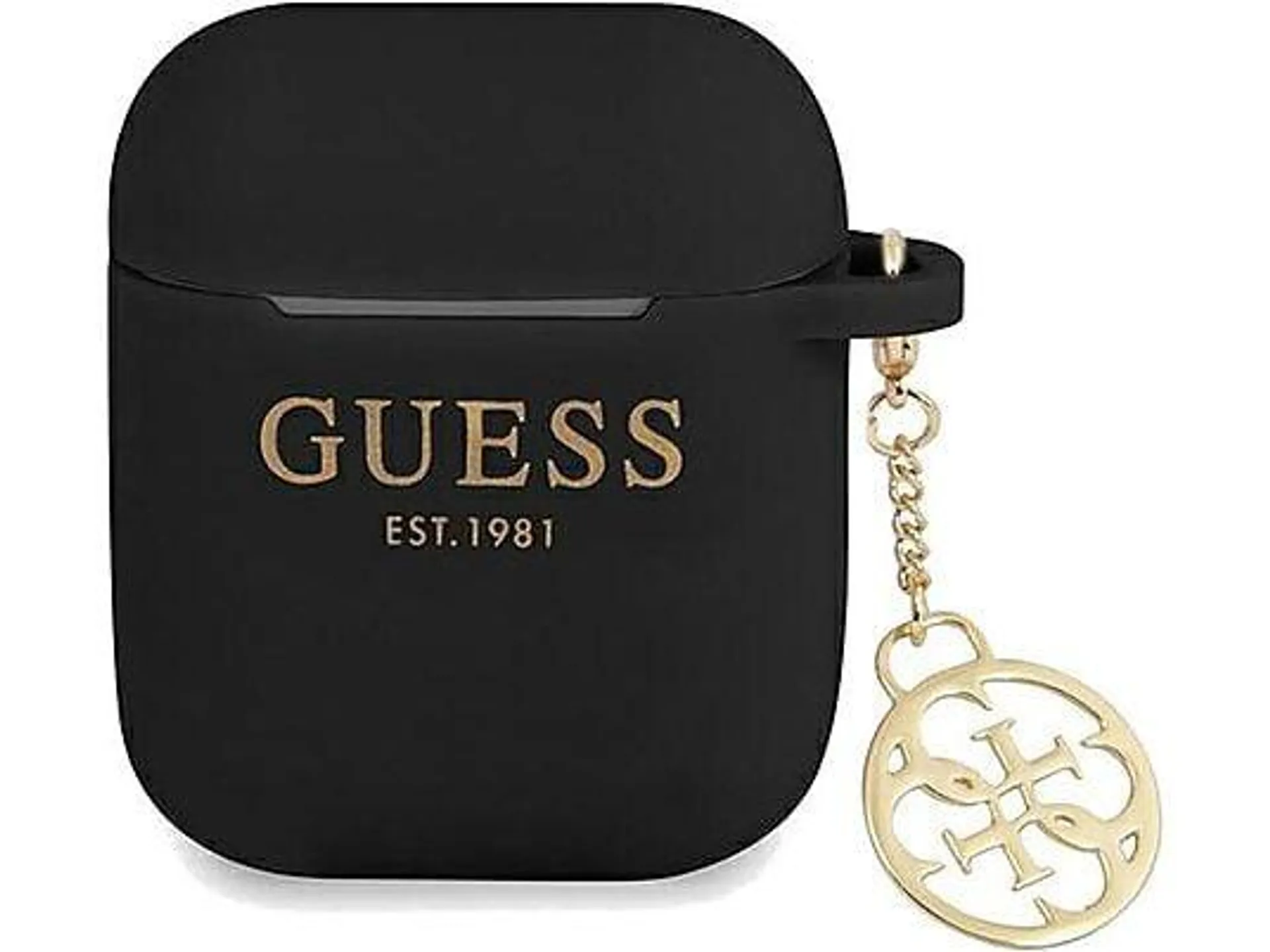 OUTLET - Etui GUESS Silicone Charm 4G Collection na słuchawki AirPods 1/2 gen. Czarny GUA2LSC4EK