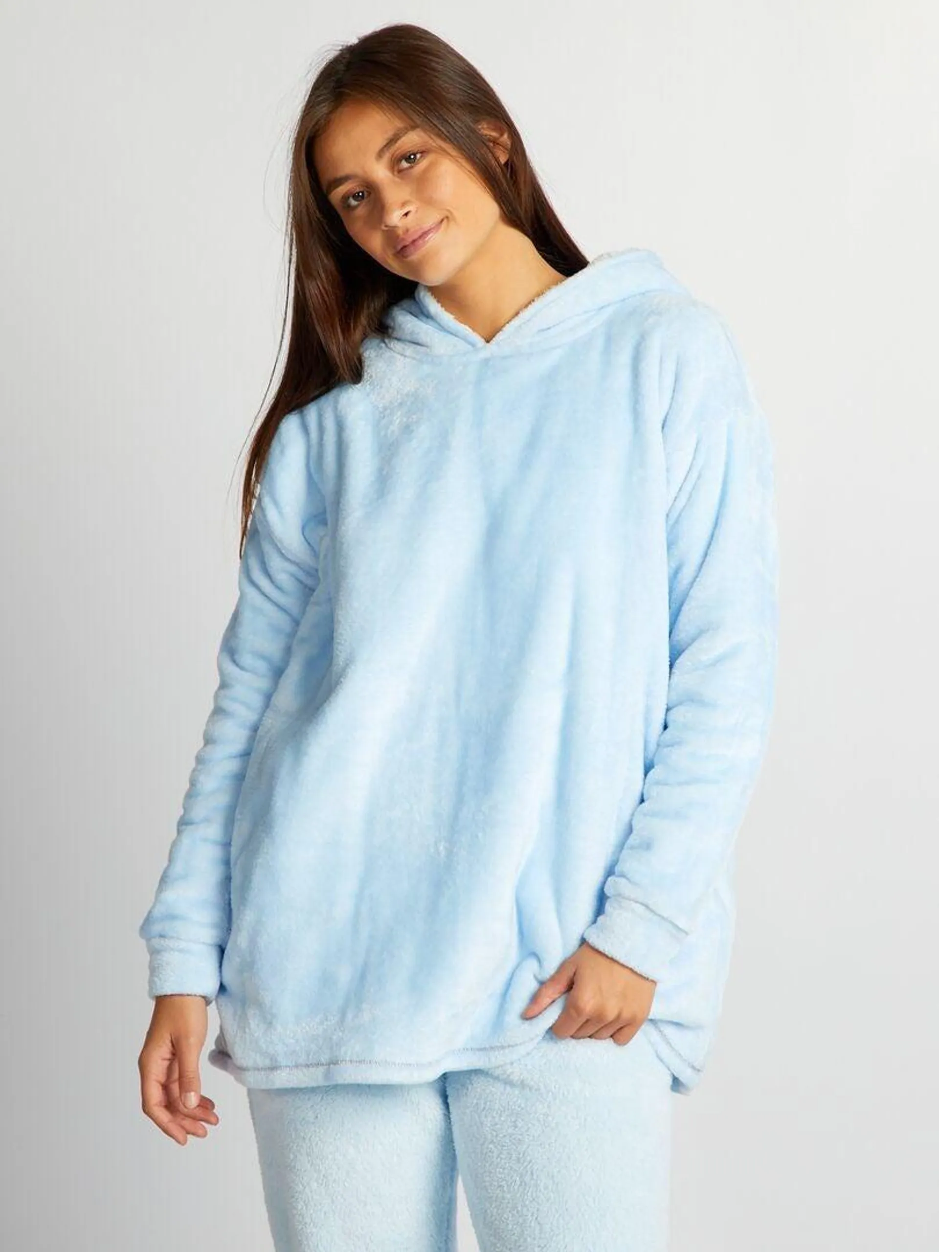 Sweat en maille peluche - Bleu