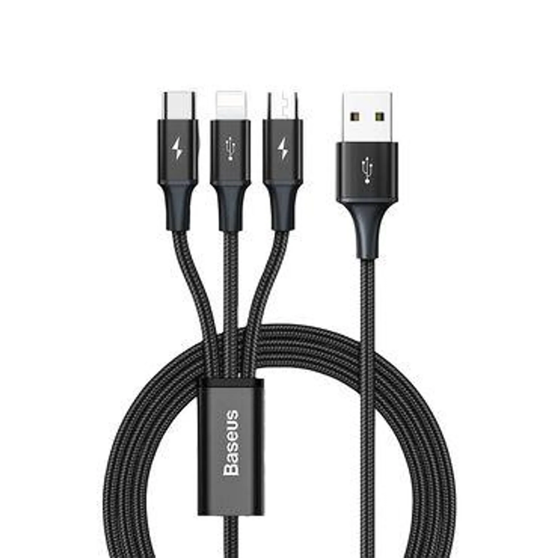 Kabel 3w1: micro-USB, USB-C, Lightning, czarny