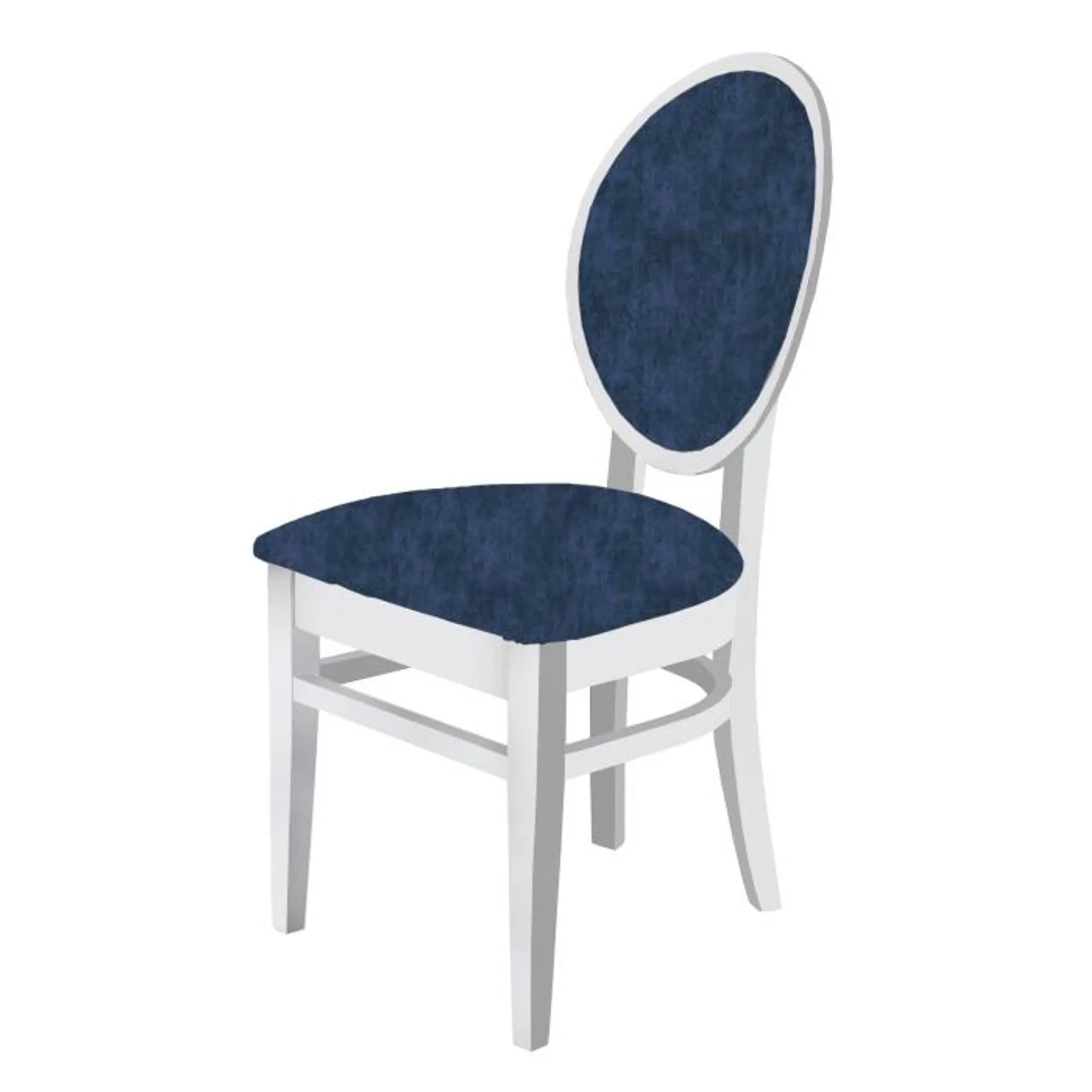 Krzesło tapicerowane niebieskie KRYO nogi drewniane białe