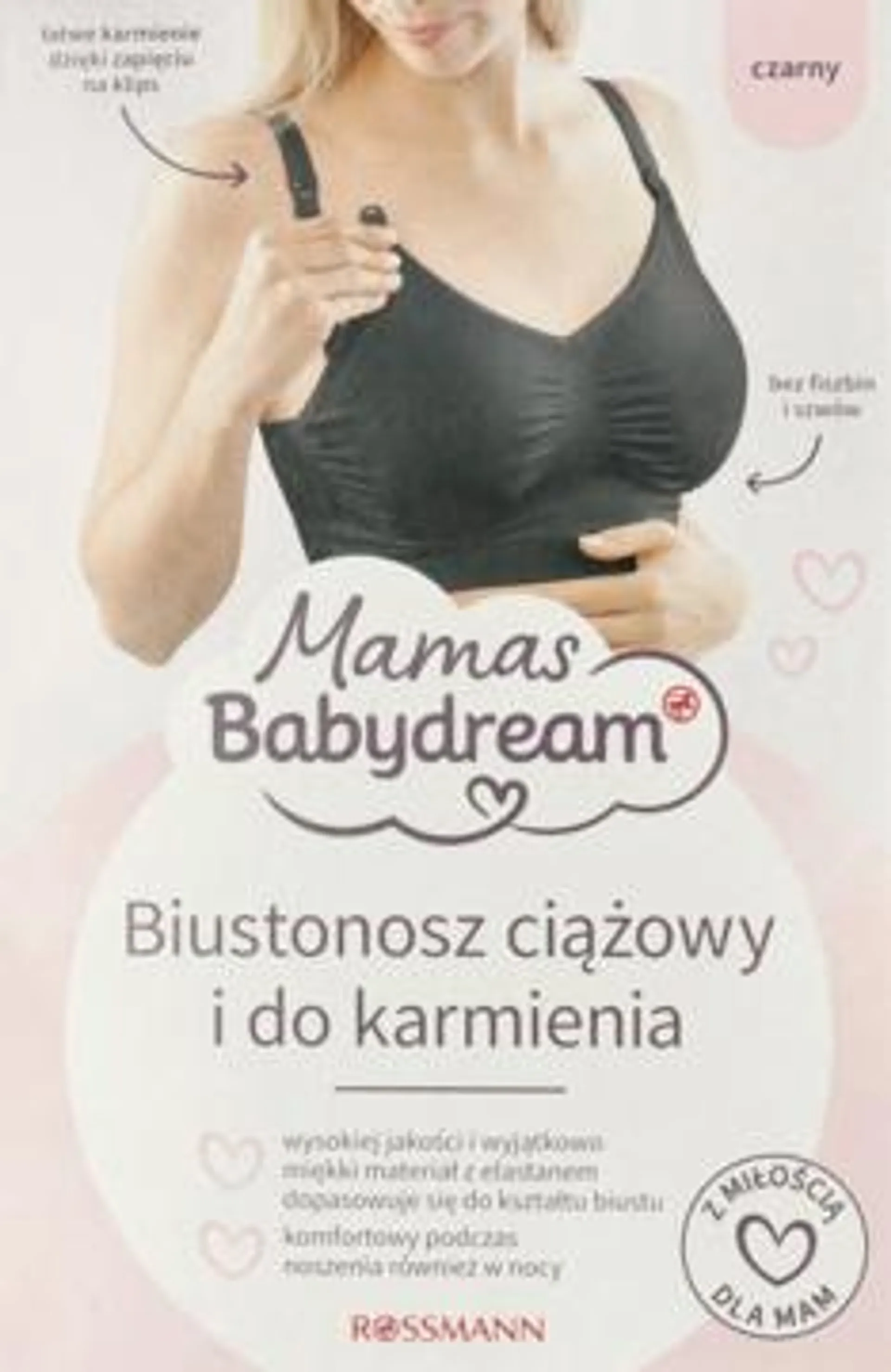 BABYDREAM Mamas biustonosz ciążowy i do karmienia, czarny, rozm. XL 1 szt., nr kat. 377986