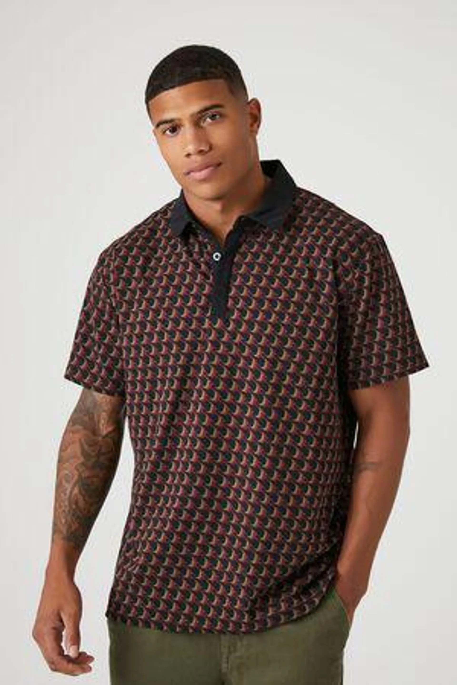 Geo Print Polo Shirt