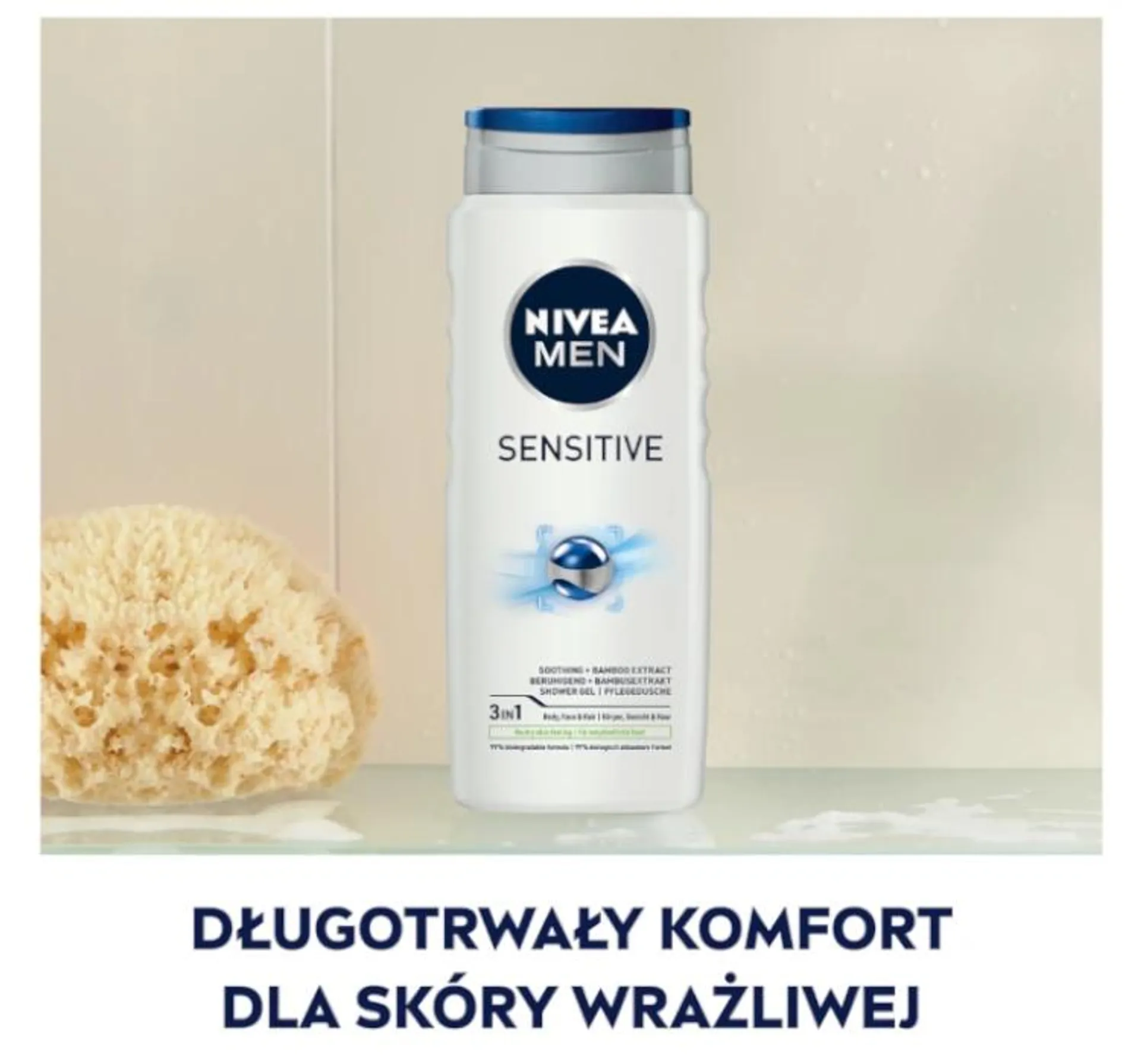 NIVEA MEN SENSITIVE ŁAGODZĄCY ŻEL POD PRYSZNIC DLA MĘŻCZYZN DO CIAŁA, TWARZY I WŁOSÓW 500ML