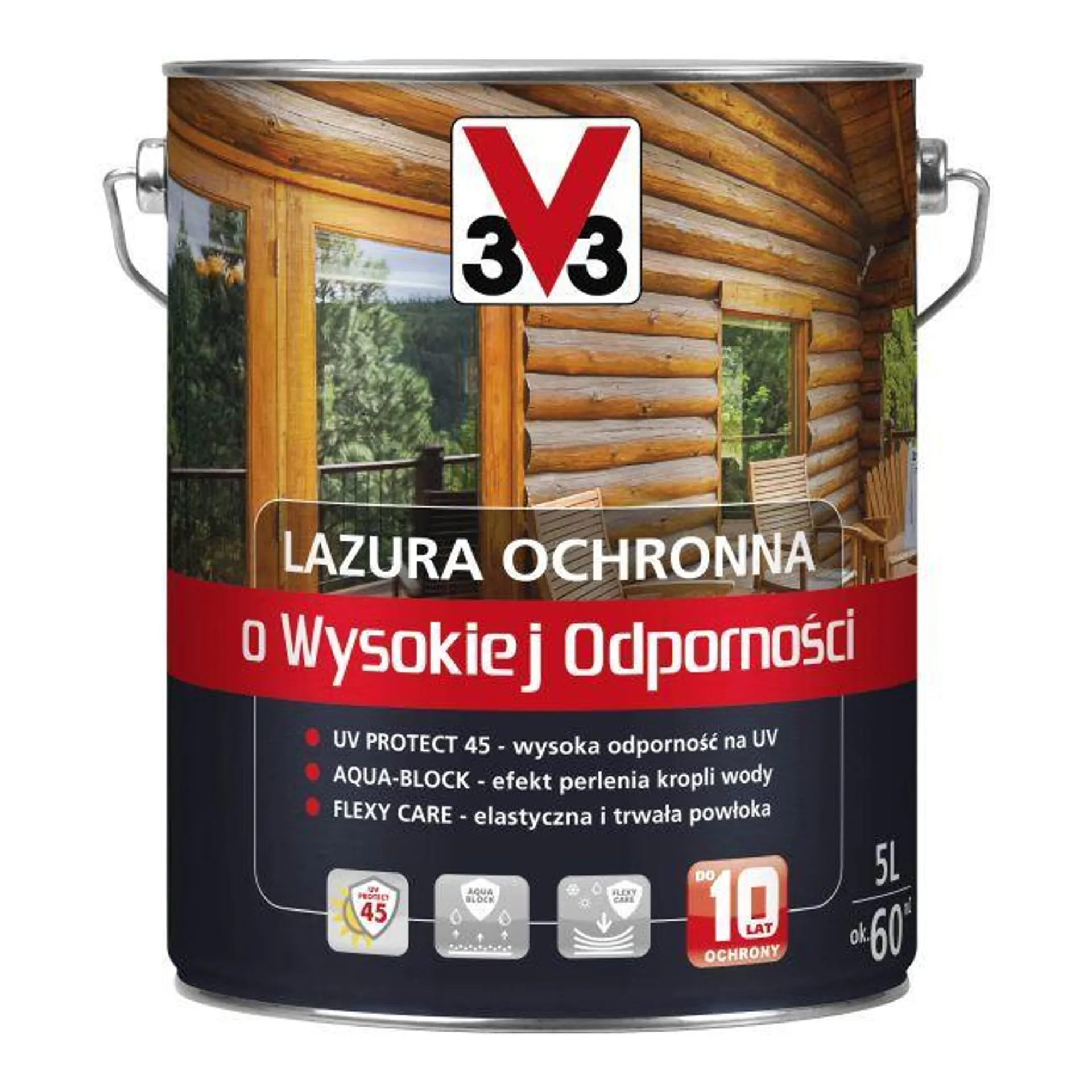 Lazura ochronna o wysokiej odporności V33 dąb średni 5 l