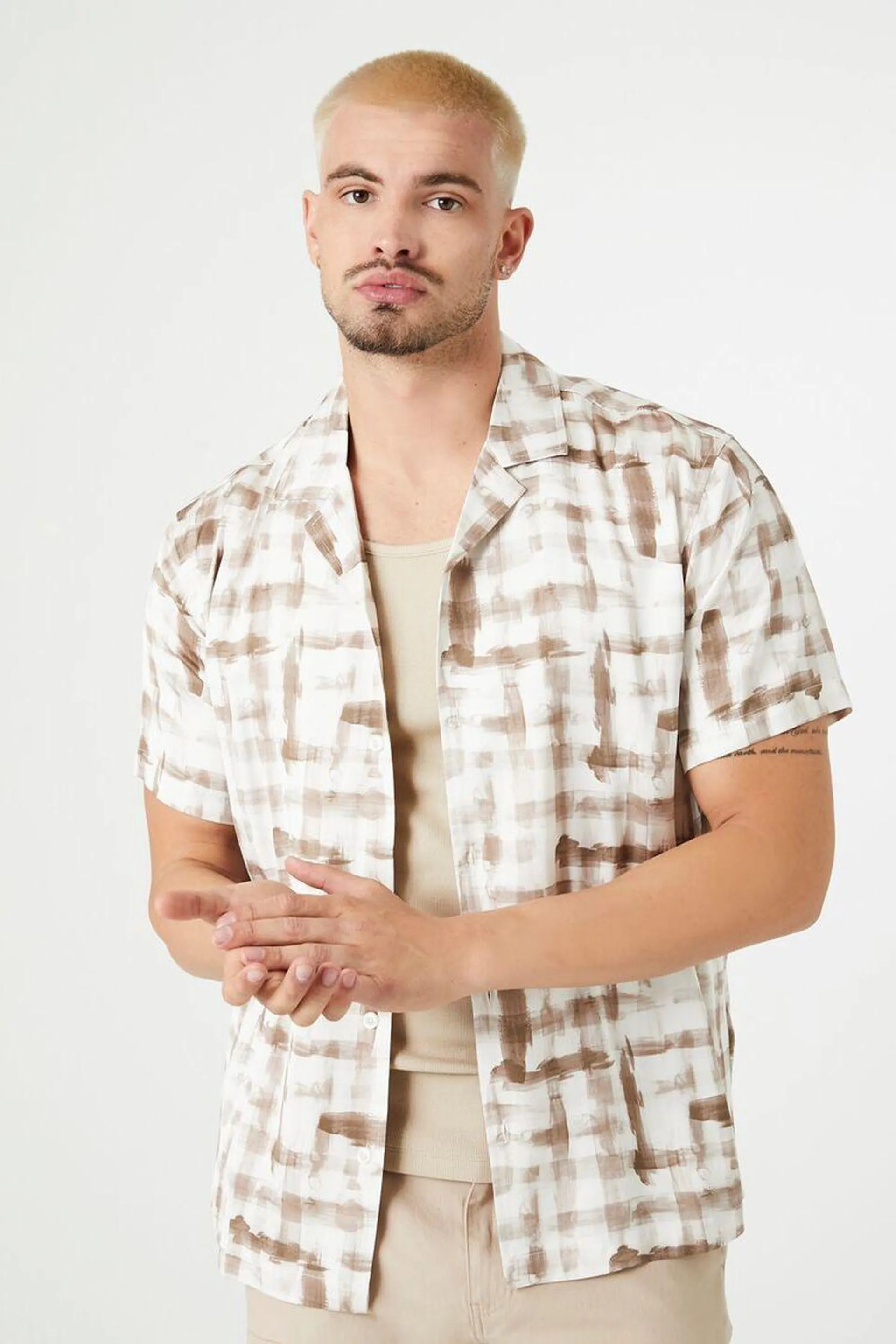 Satin Brushstroke Print Shirt