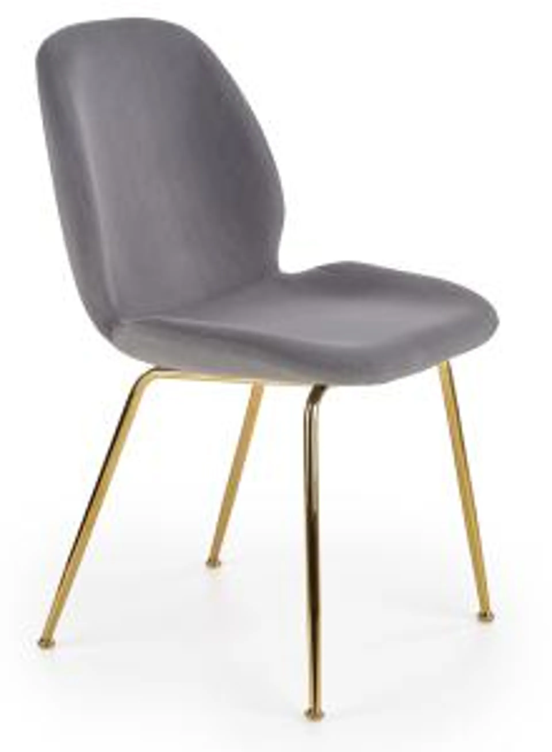 Krzesło tapicerowane szare nogi metalowe złote K381