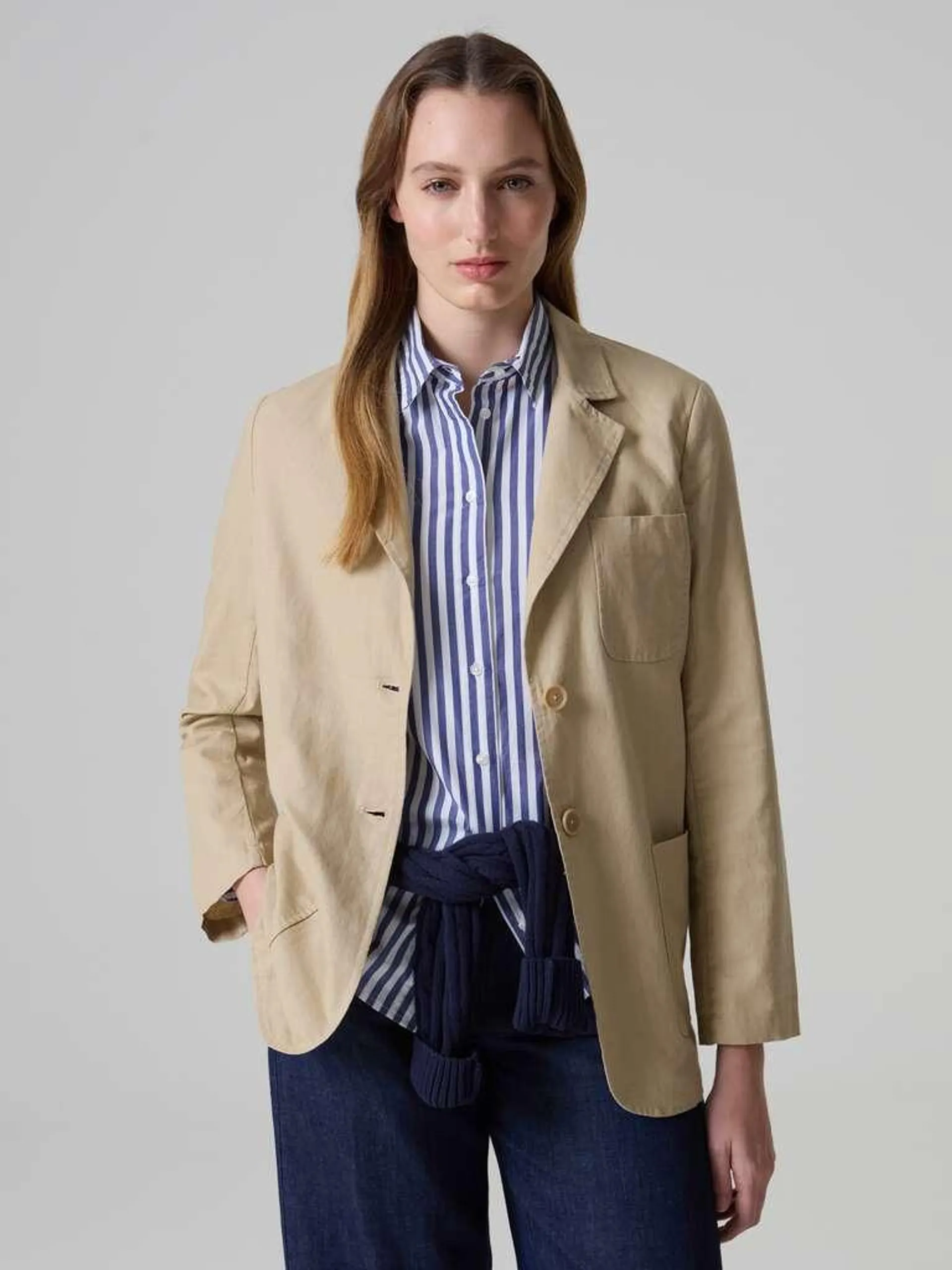 Rope Single-breasted blazer in linen and cotton