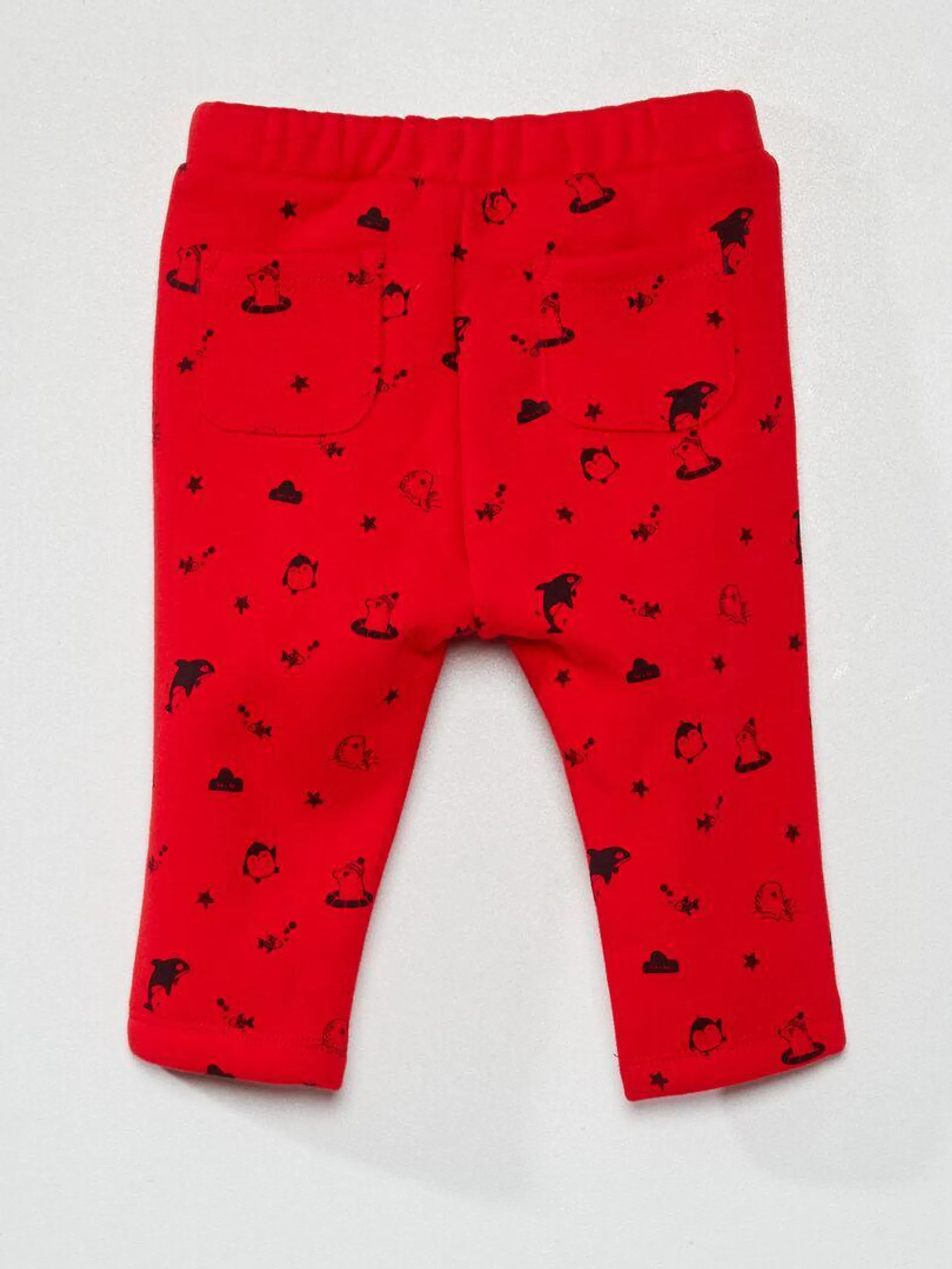 Pantalon en maille à imprimé 'animaux' - Rouge