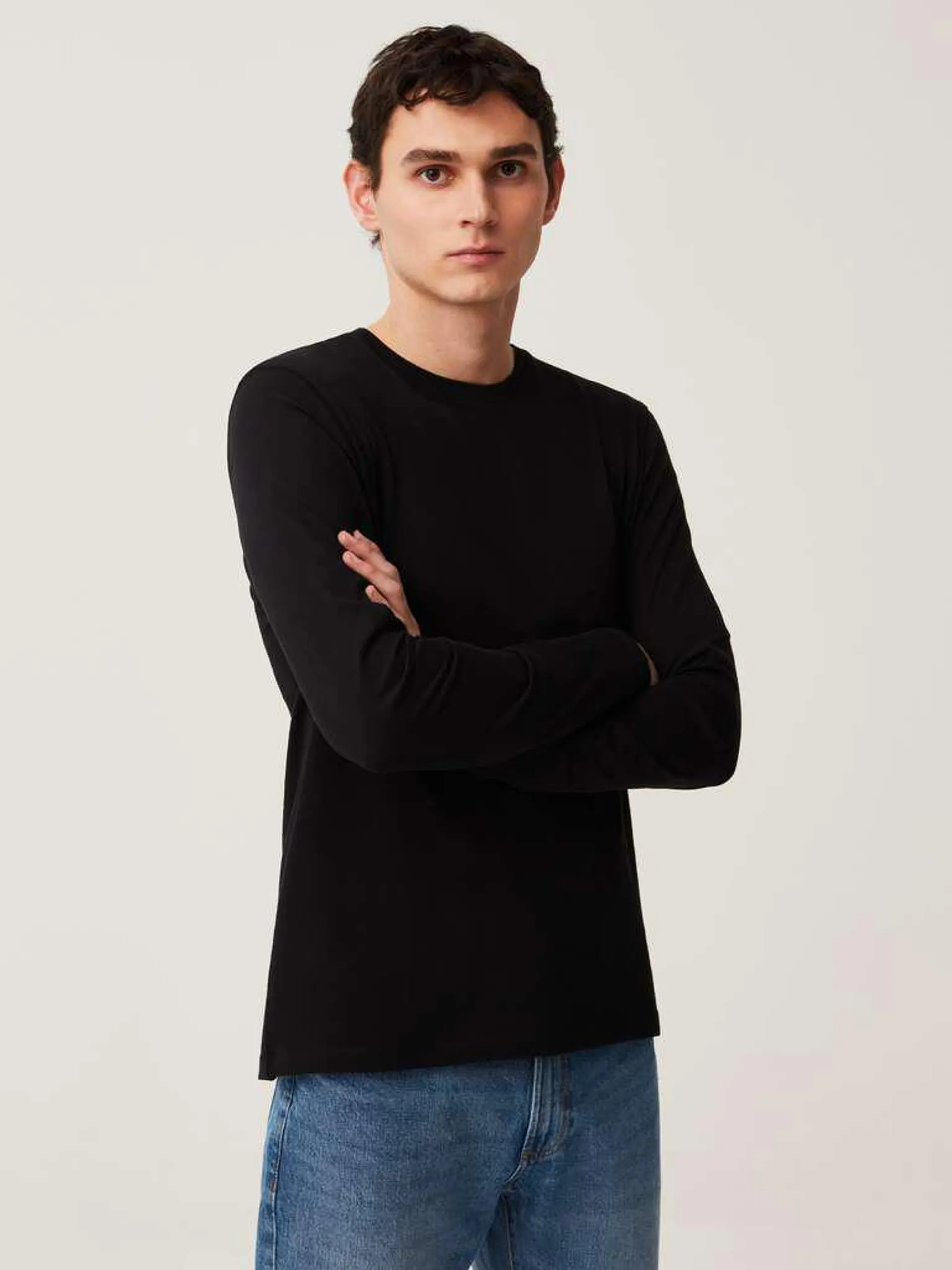 Long-sleeved crew neck T-shirt Noir