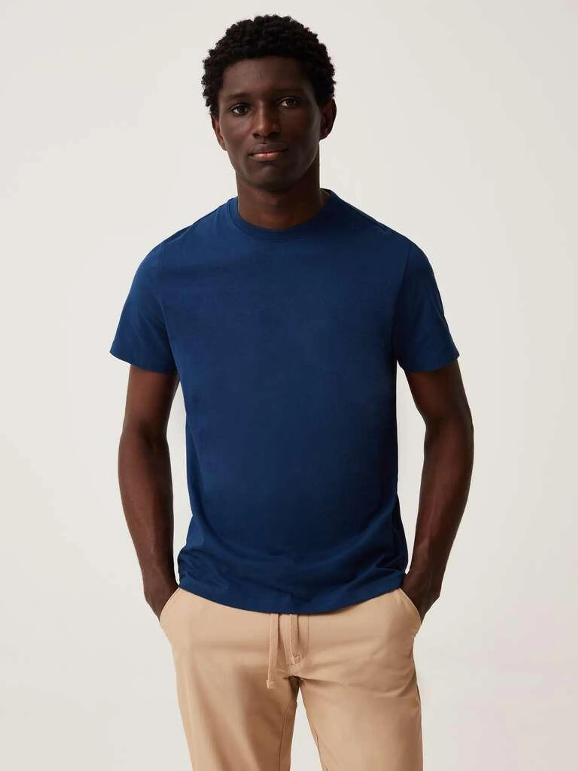 Royal Blue Organic cotton T-shirt with round neck