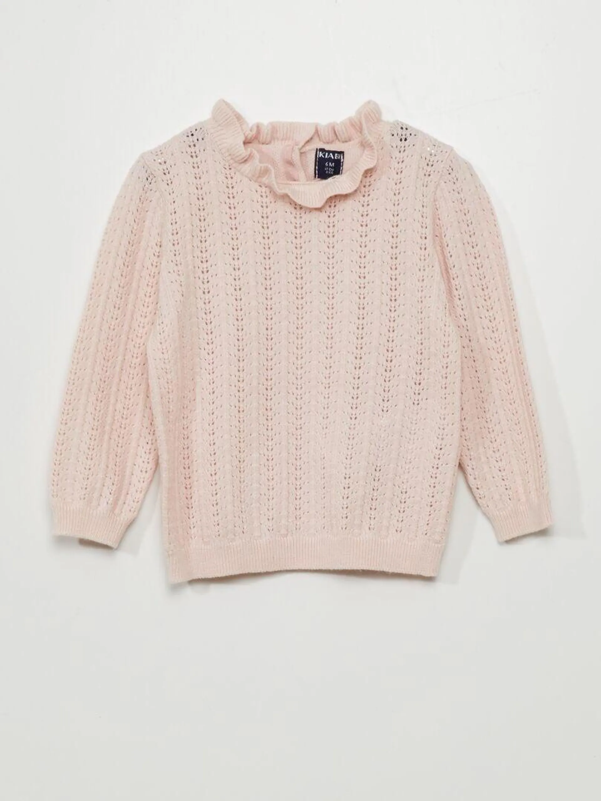 Pull en maille ajourée - Rose