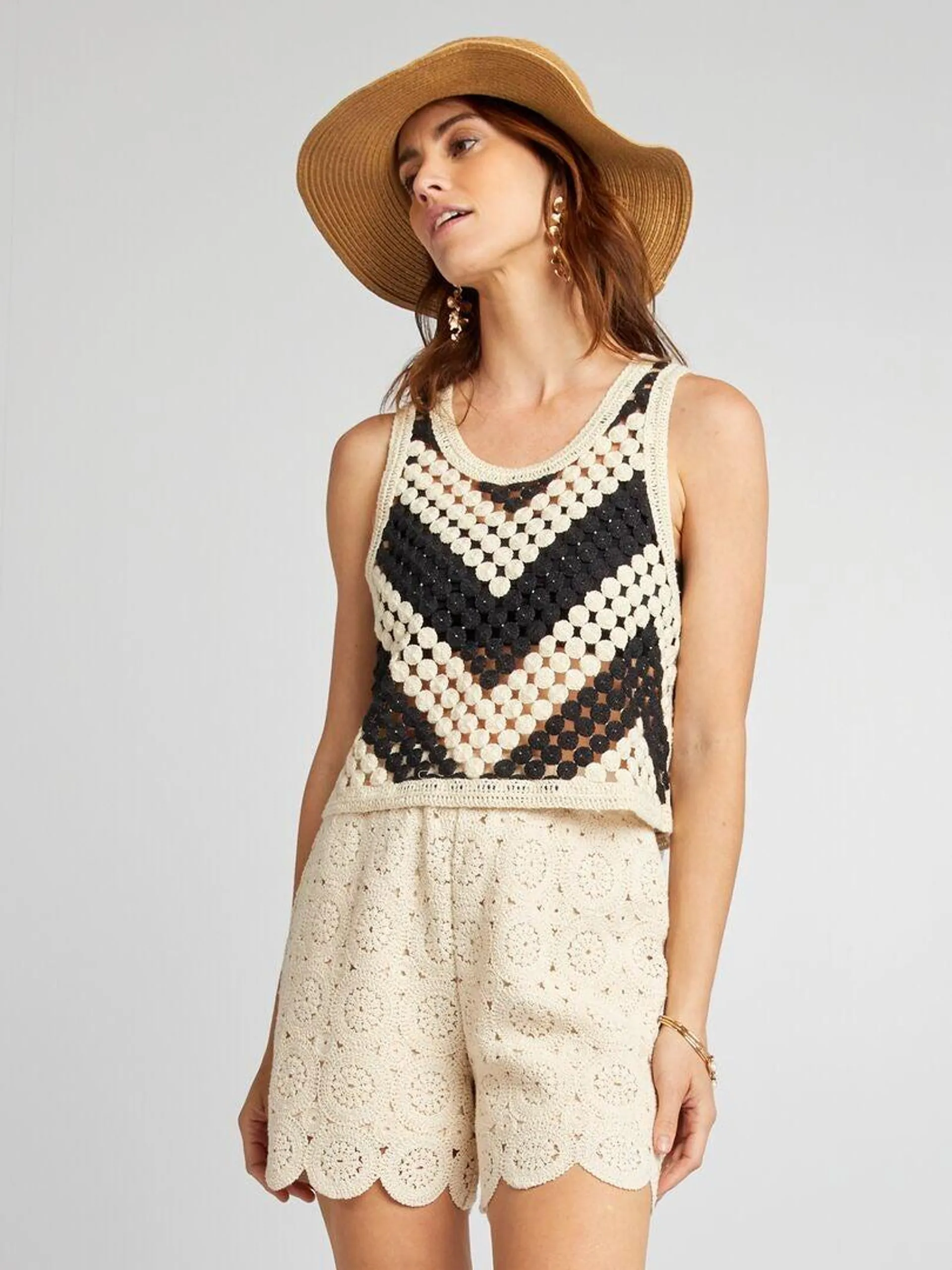 Short en macramé - Beige