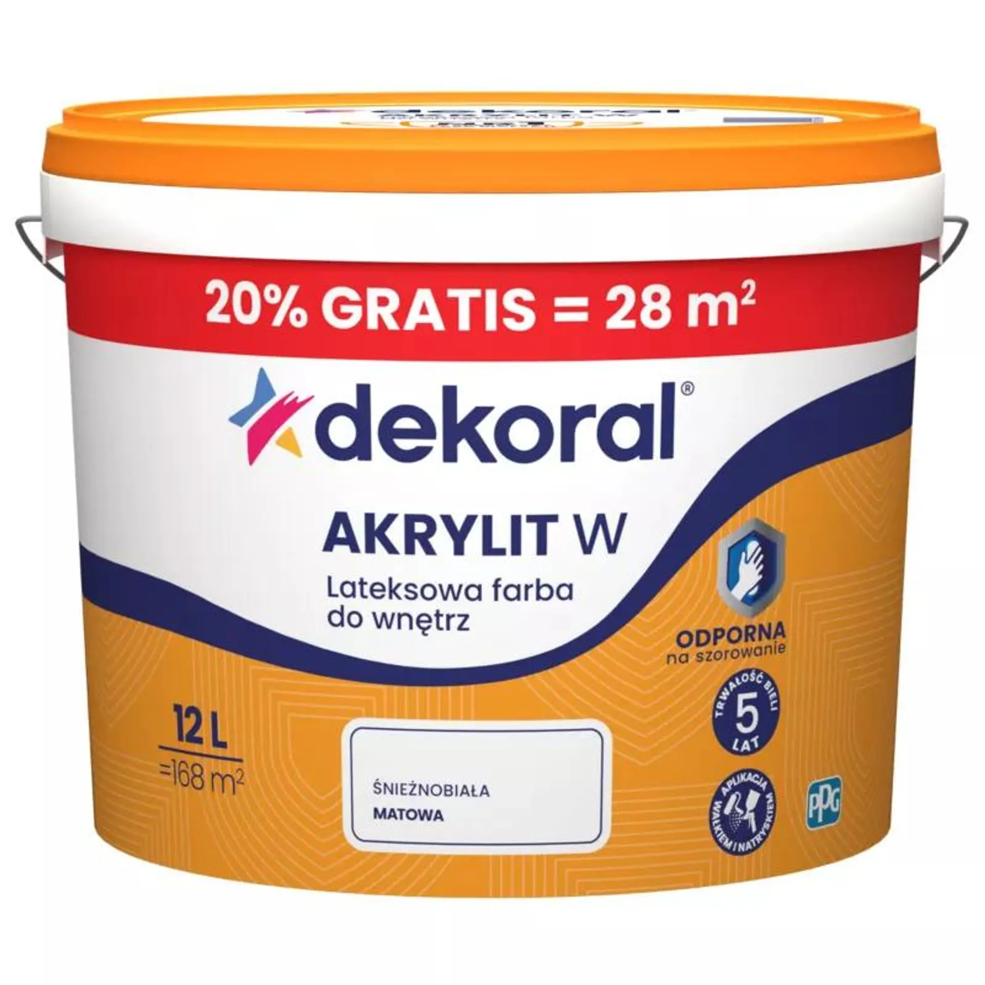 Farba Dekoral Akrylit W śnieżnobiała 10 l + 20%