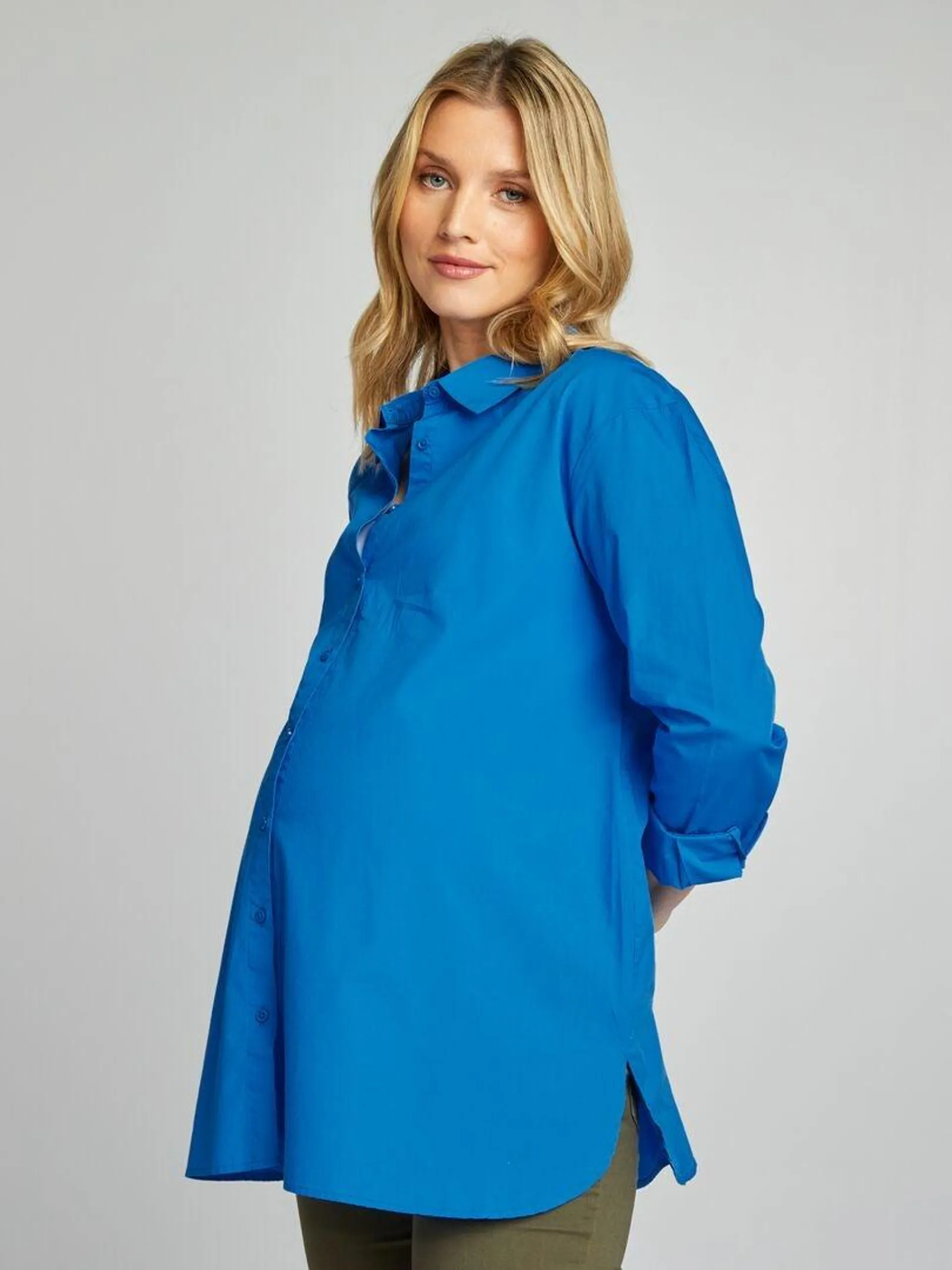 Chemise oversize de maternité - Bleu