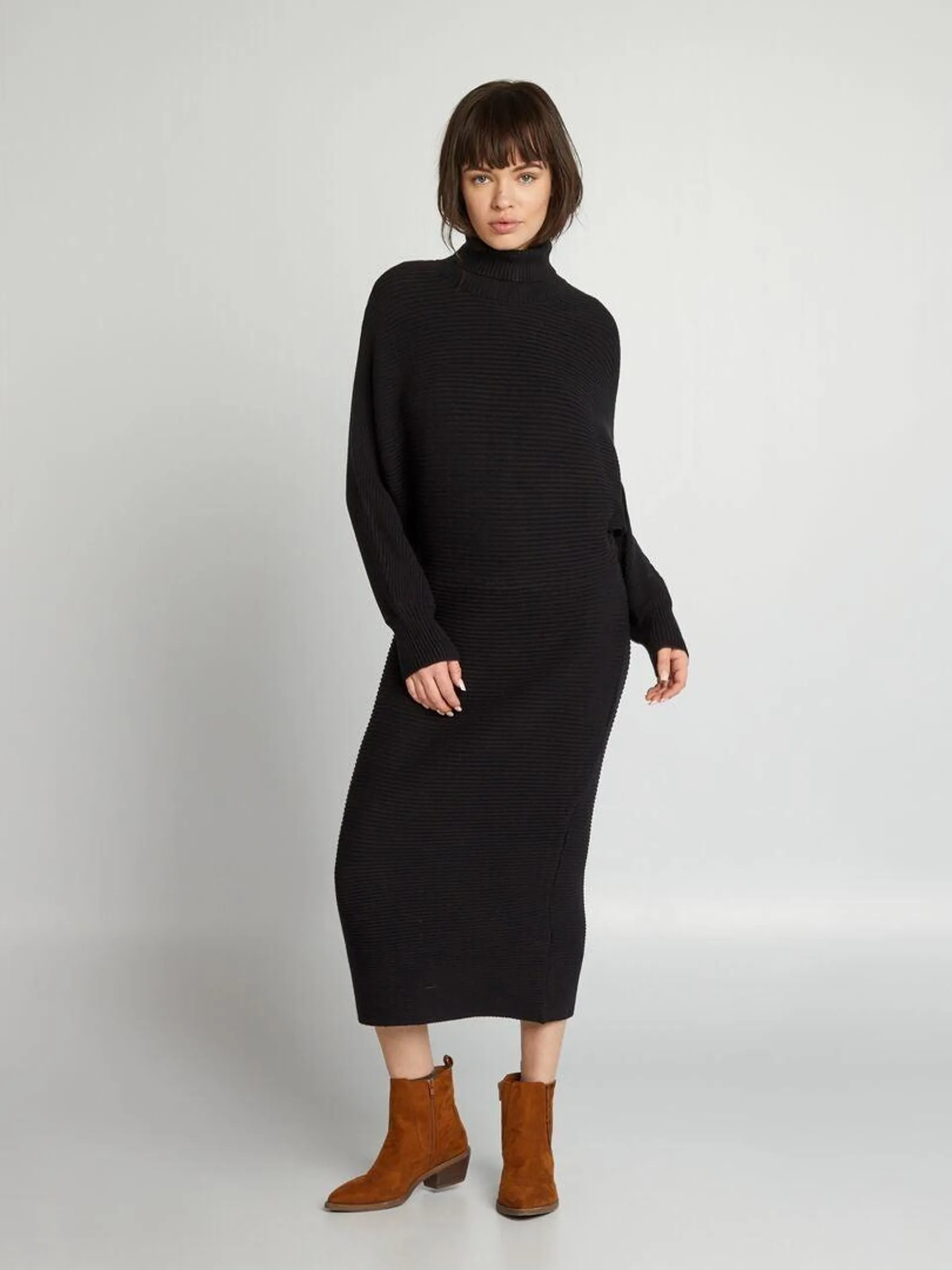 Robe pull longue - noir