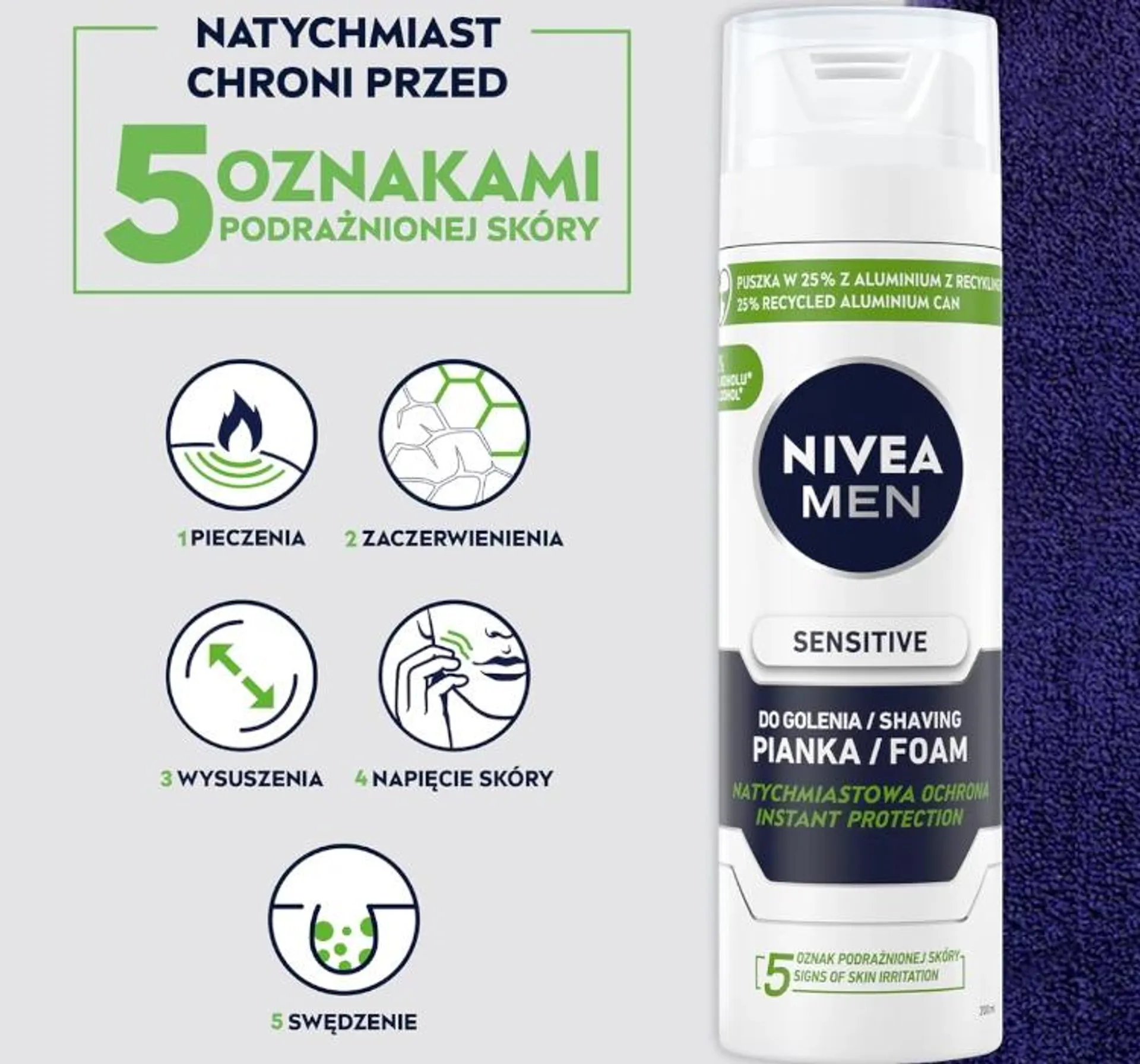 NIVEA MEN SENSITIVE PIANKA DO GOLENIA 200ML